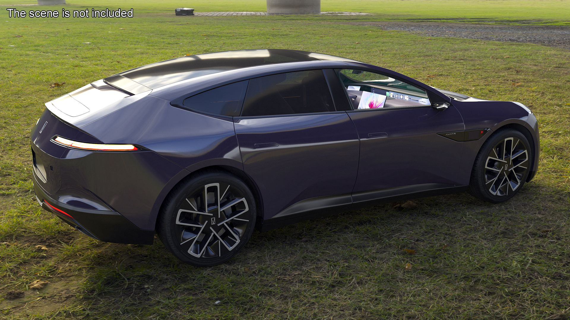 Avatr 12 EV Purple Color with Headlights On Rigged for Cinema 4D 3D model