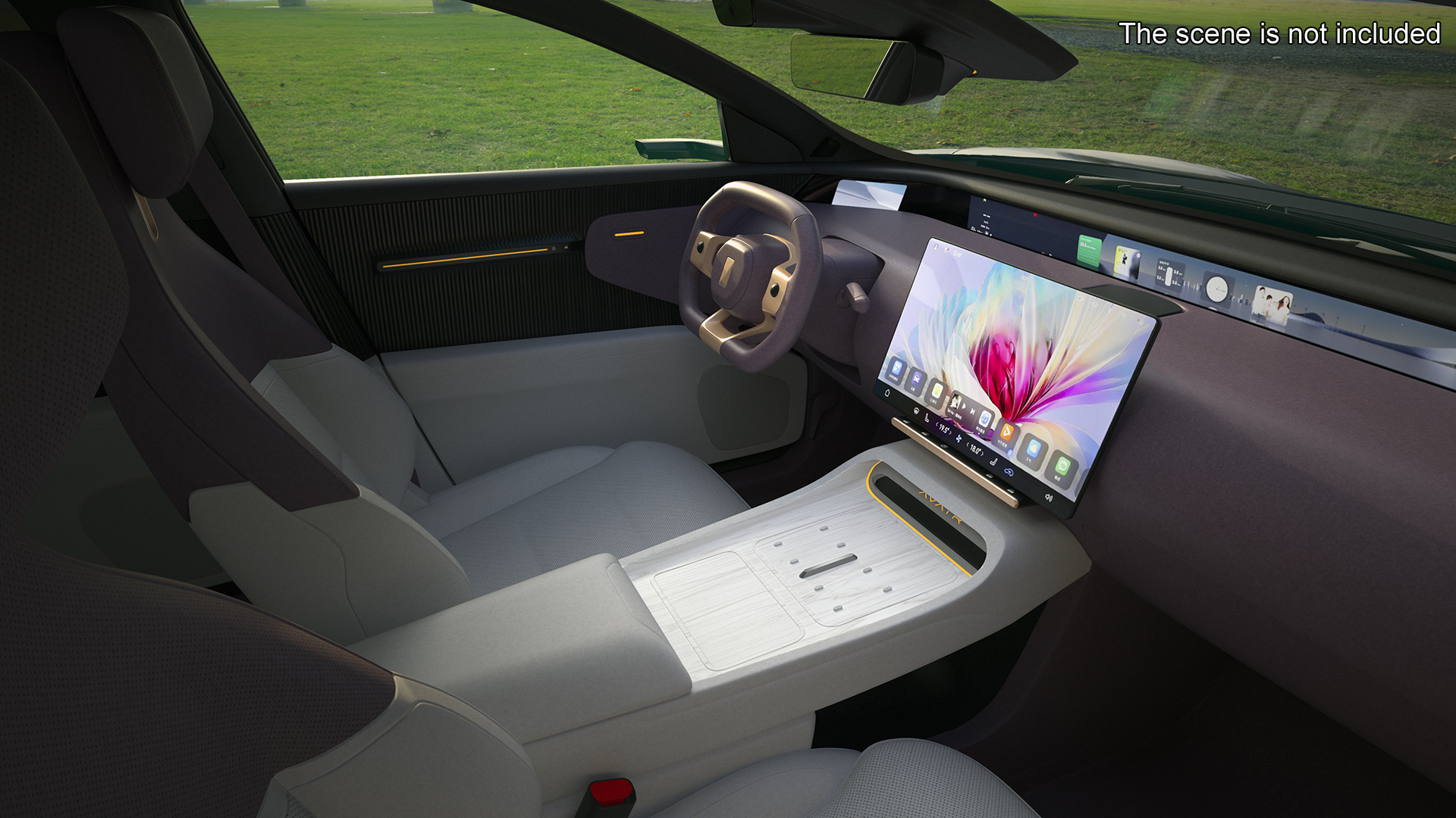 Avatr 12 EV Purple Color with Headlights On Rigged for Cinema 4D 3D model