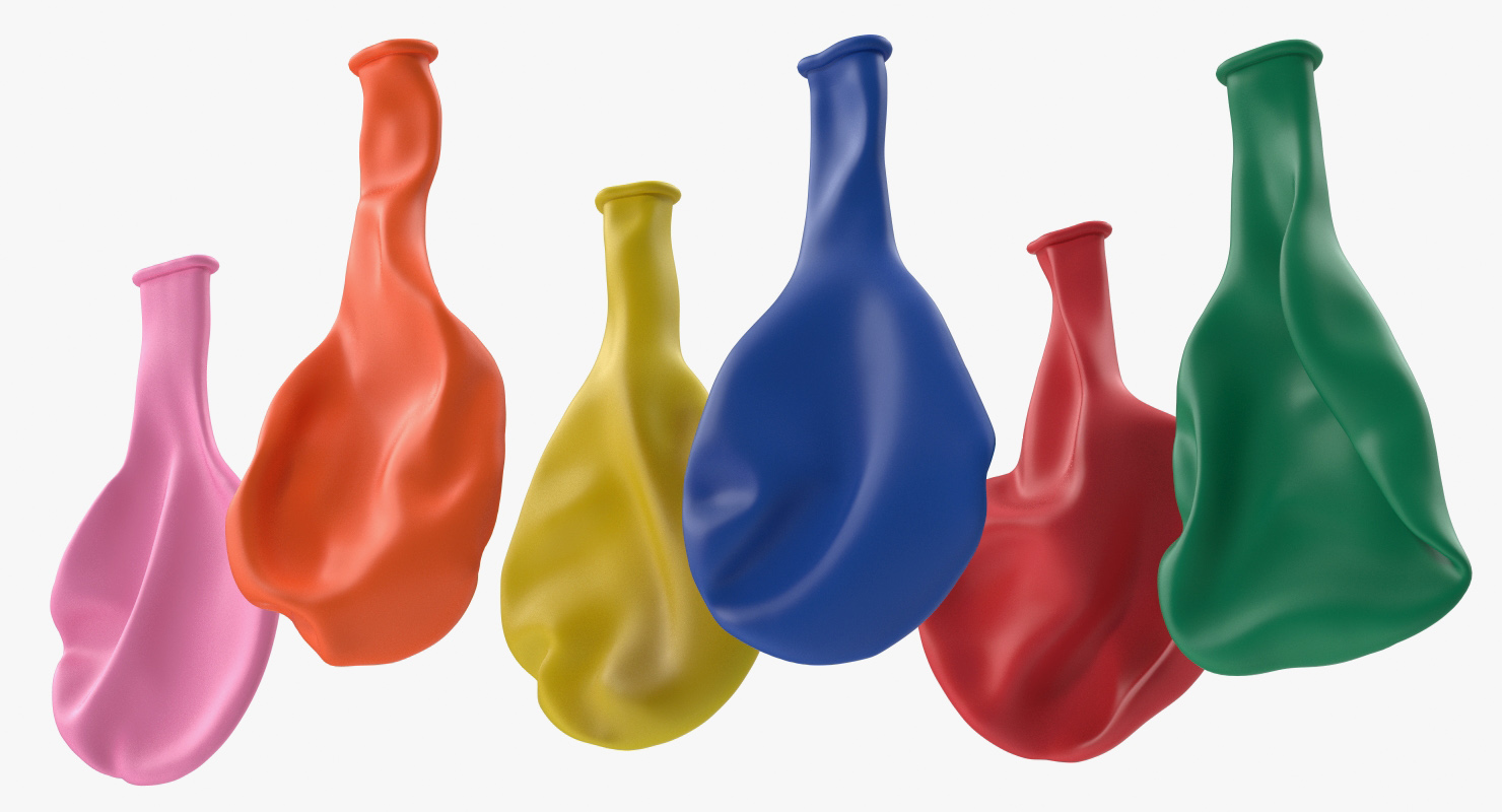 3D Flat Balloons in Different Colors model