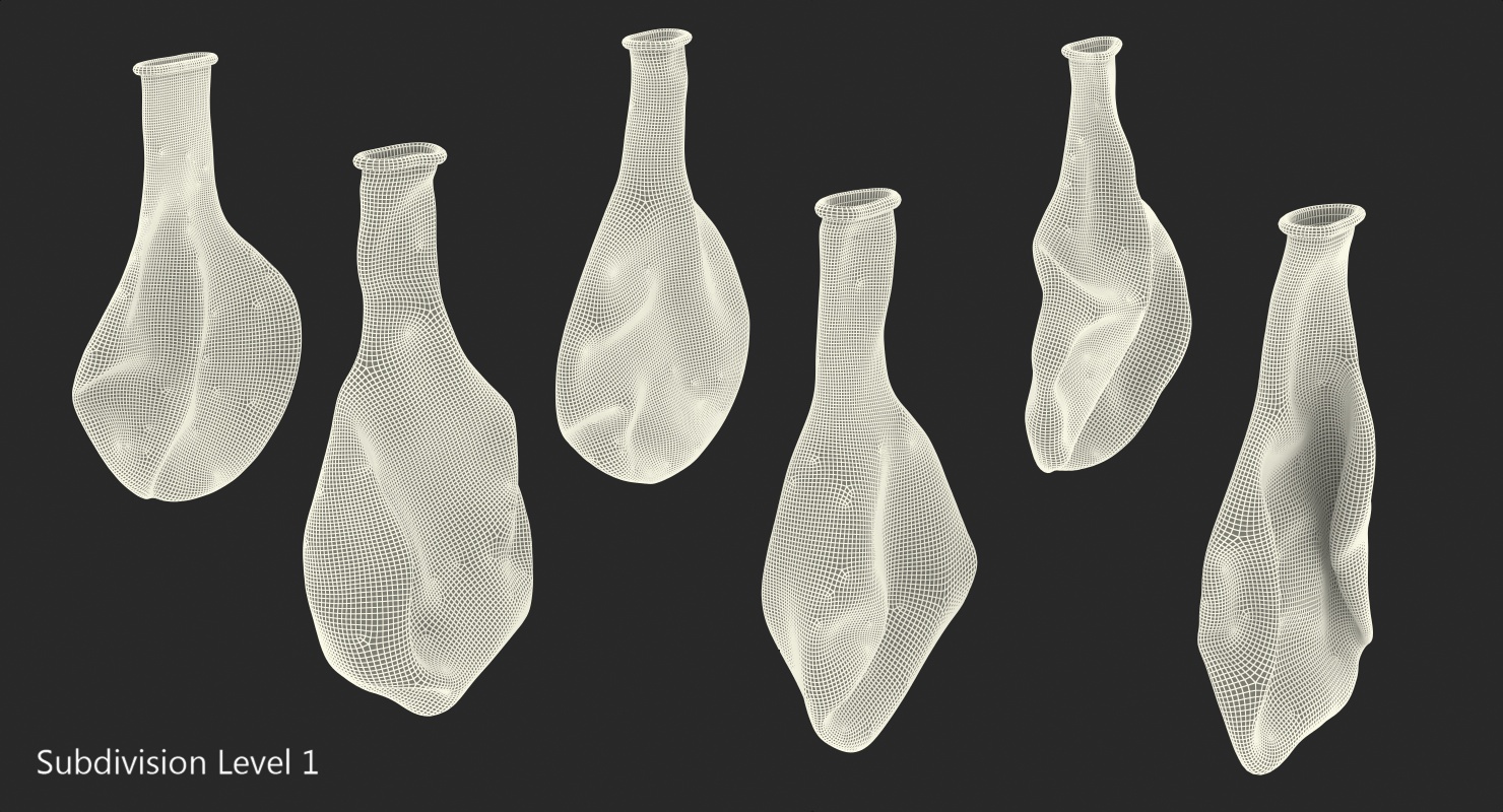 3D Flat Balloons in Different Colors model