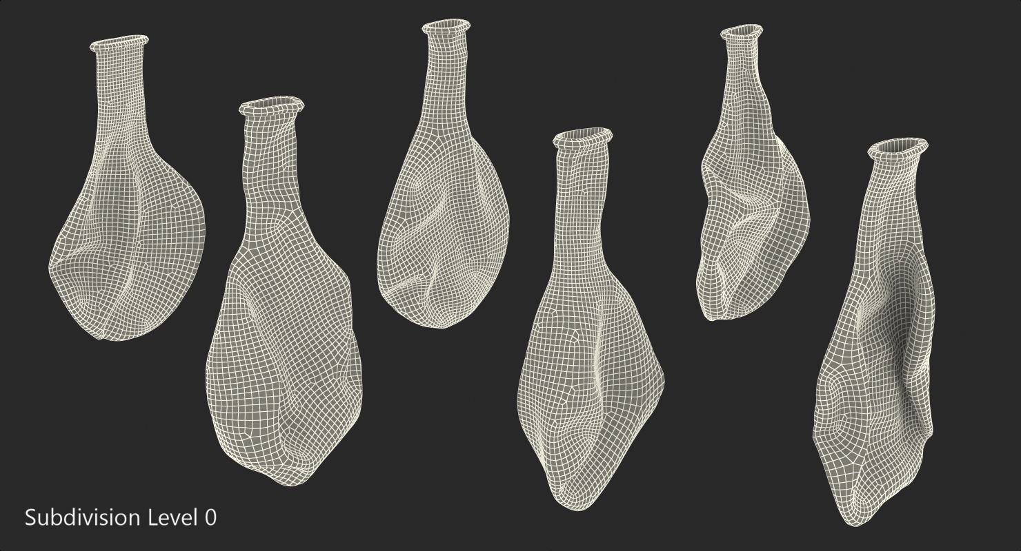 3D Flat Balloons in Different Colors model