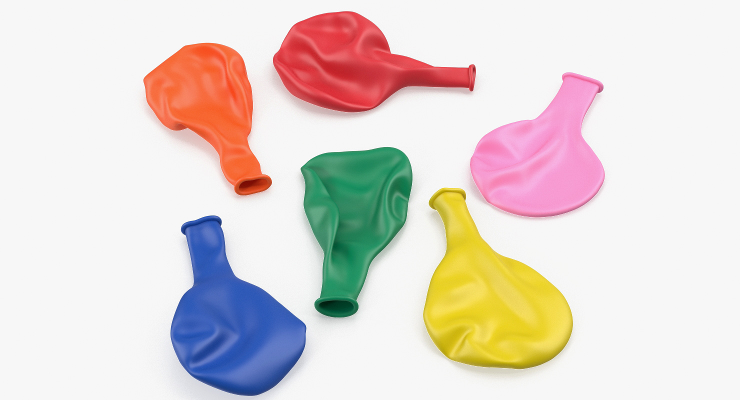 3D Flat Balloons in Different Colors model