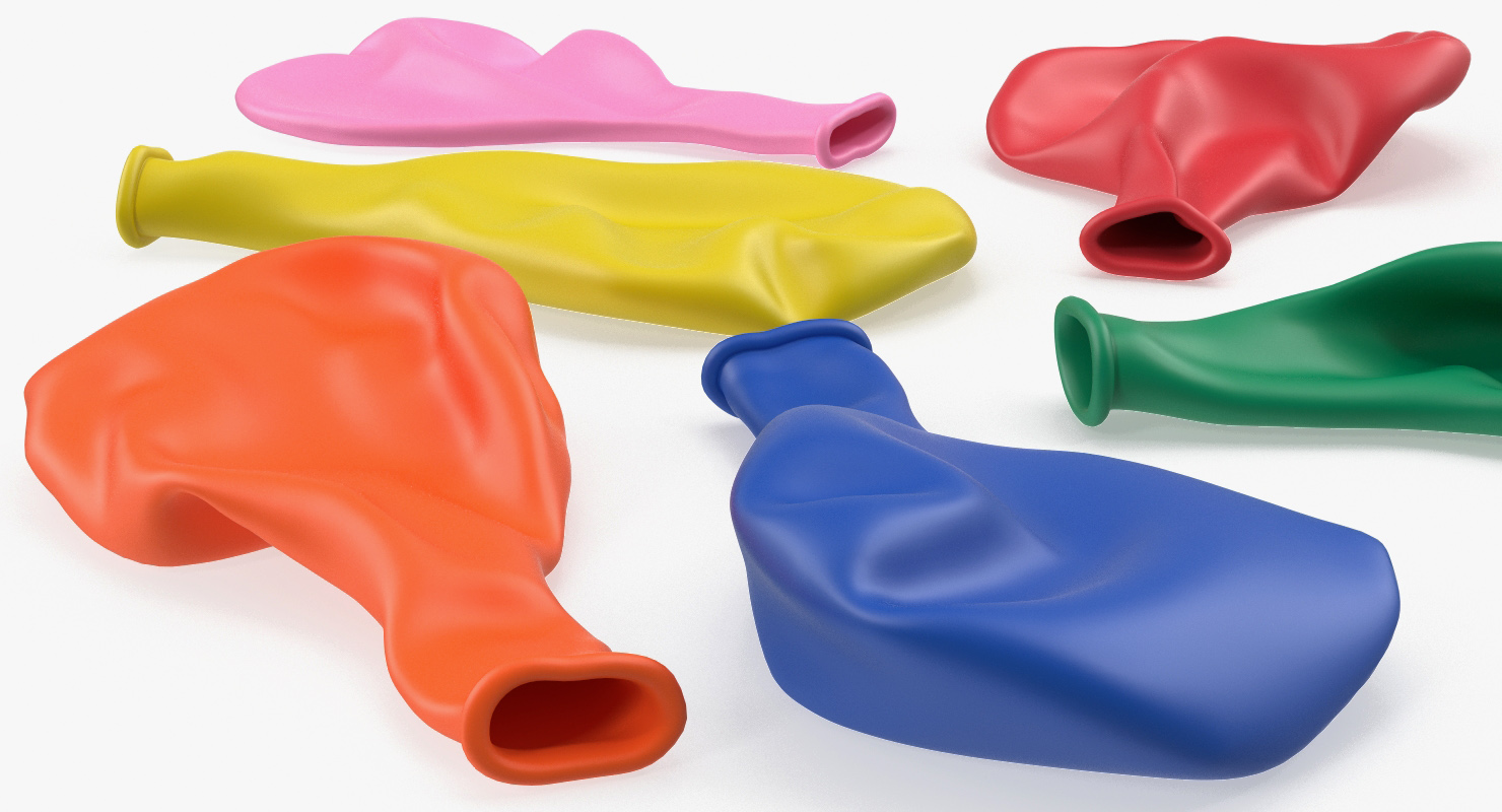 3D Flat Balloons in Different Colors model
