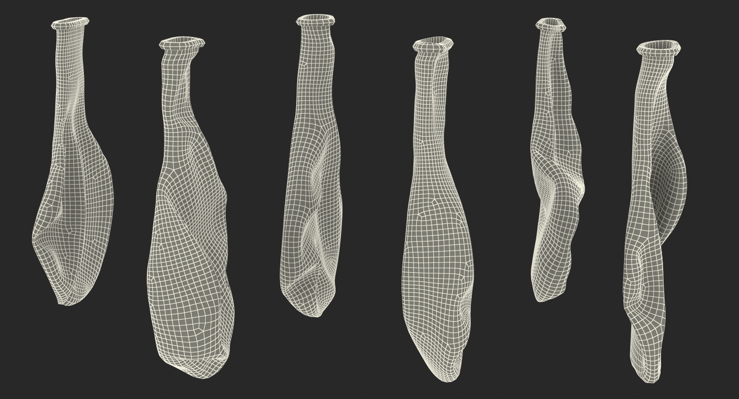 3D Flat Balloons in Different Colors model