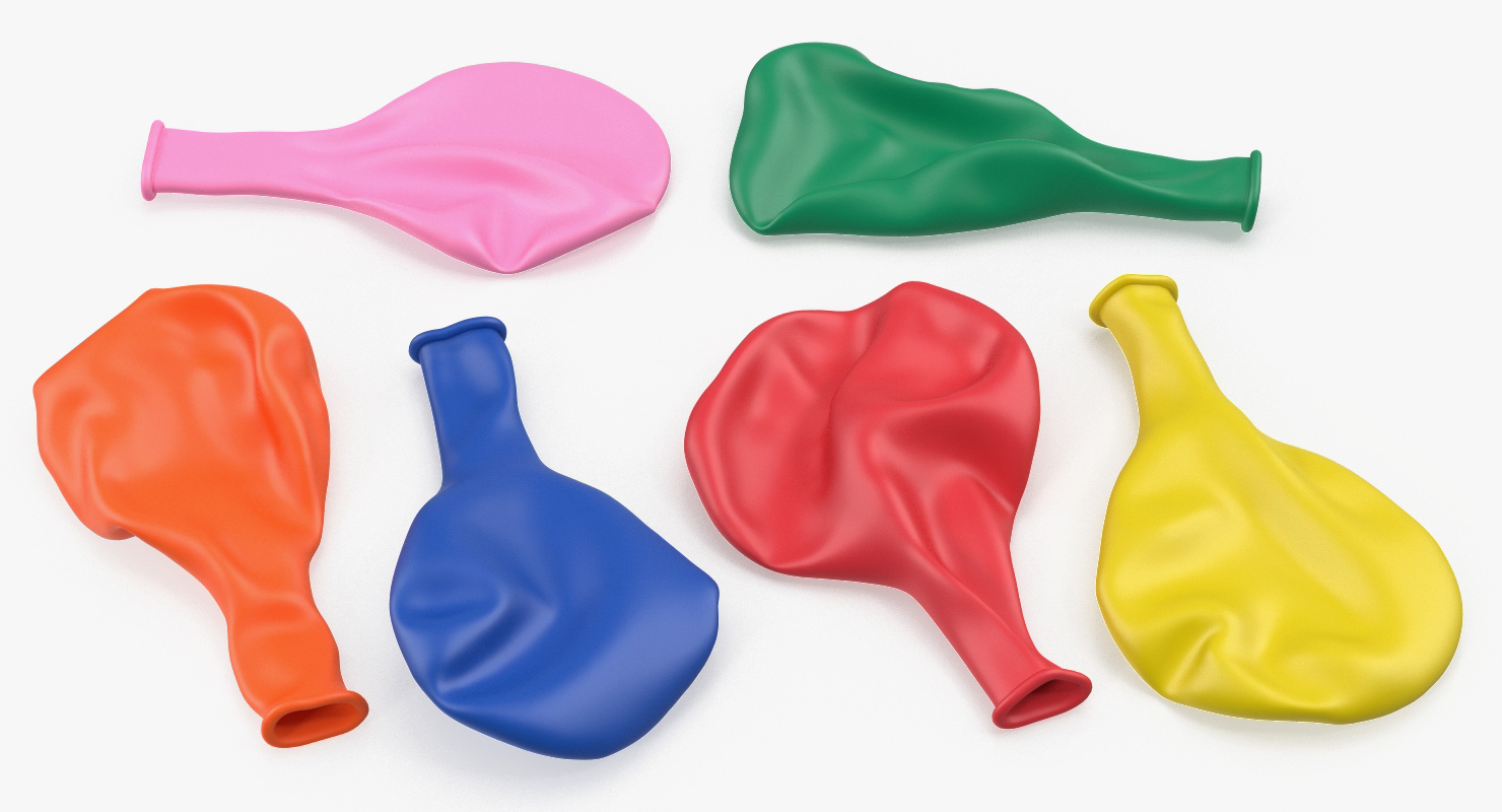 3D Flat Balloons in Different Colors model