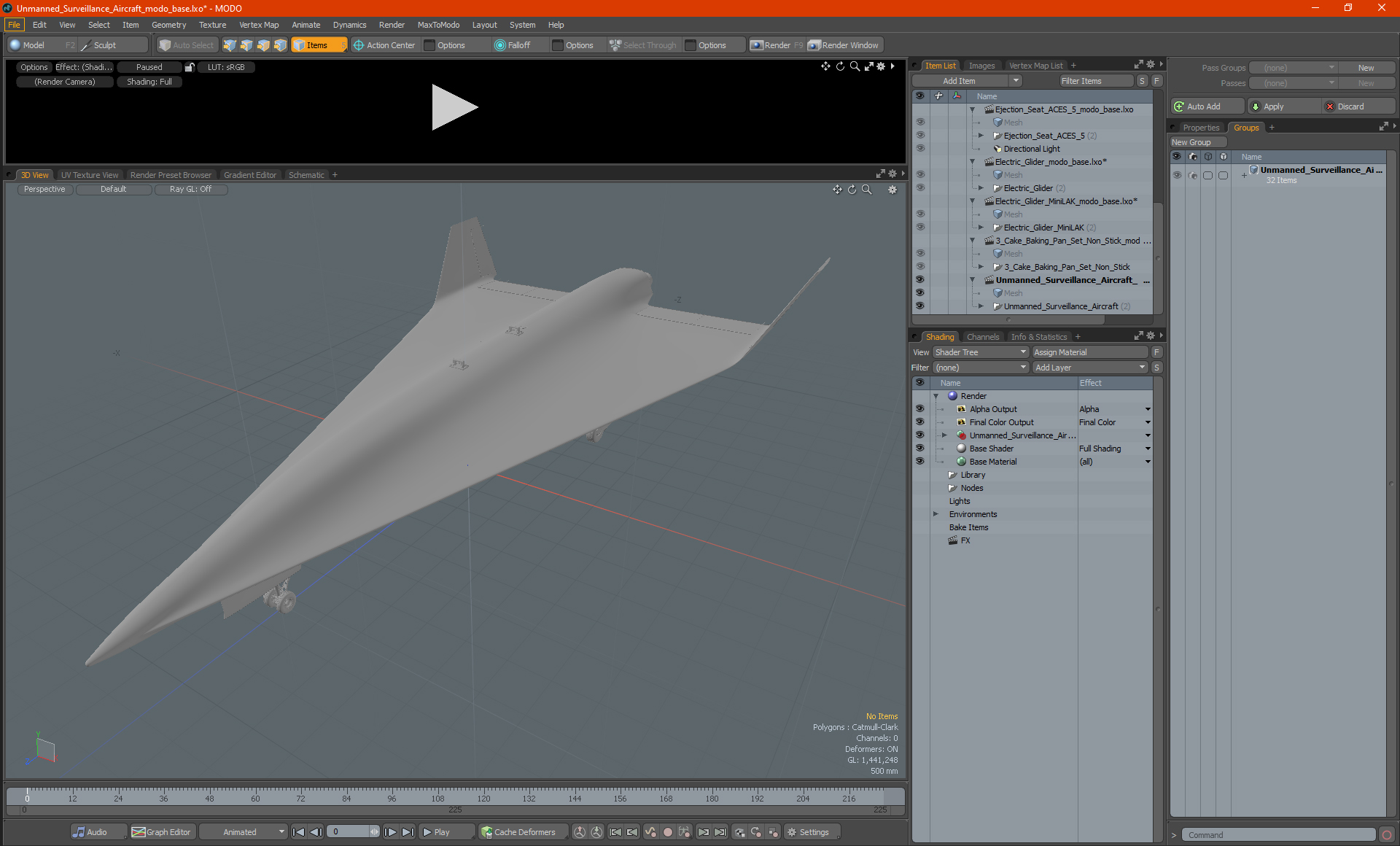 3D model Unmanned Surveillance Aircraft