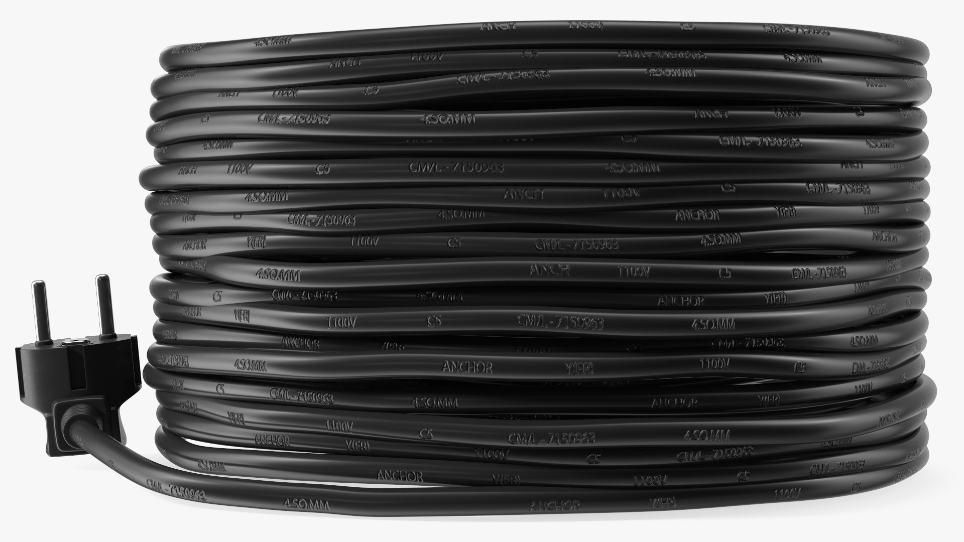Electric Power Cable with CEE 7 AC Plug 3D model