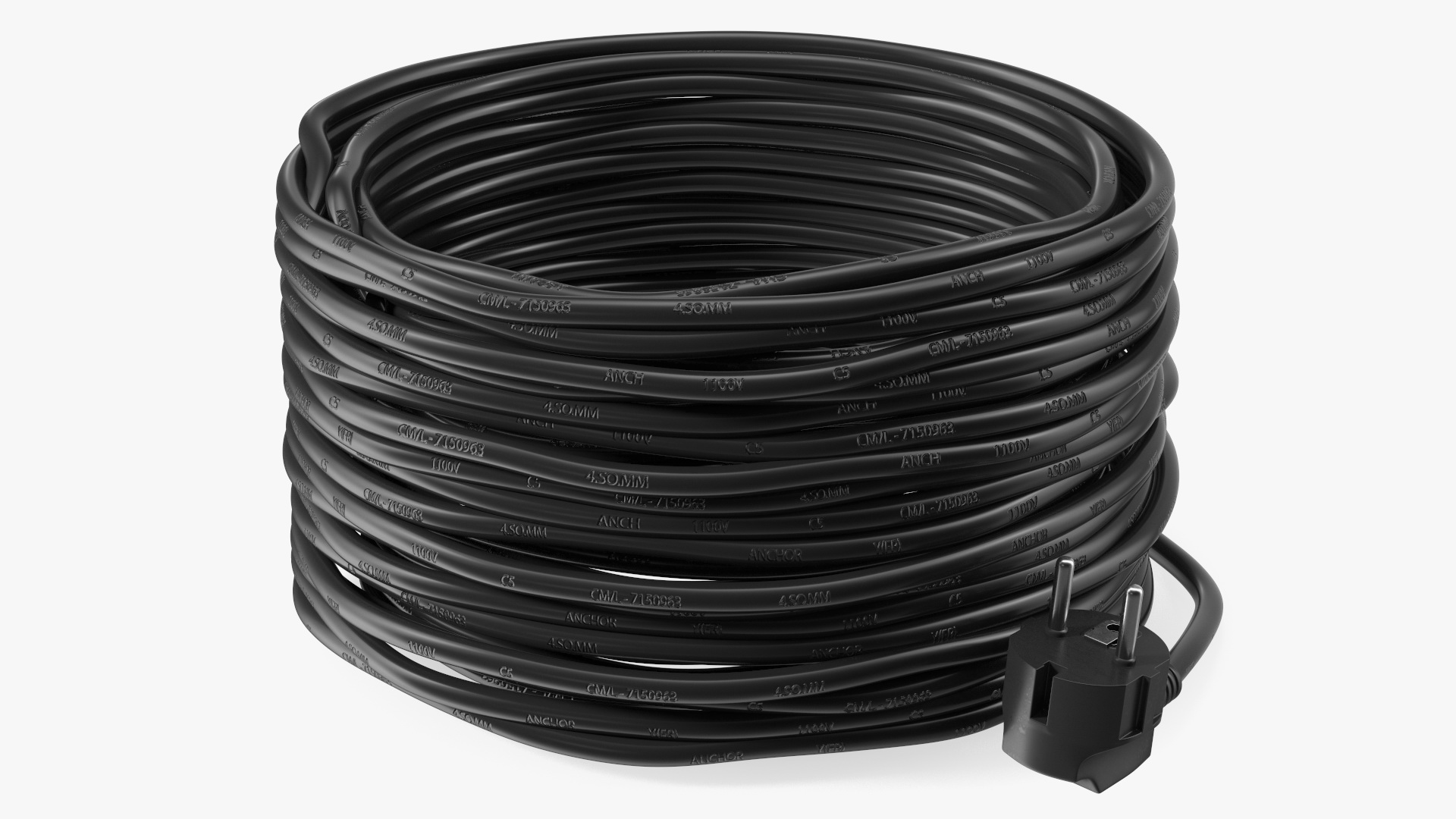 Electric Power Cable with CEE 7 AC Plug 3D model