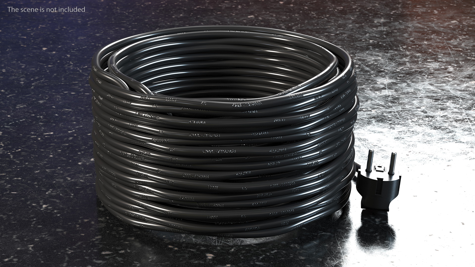 Electric Power Cable with CEE 7 AC Plug 3D model