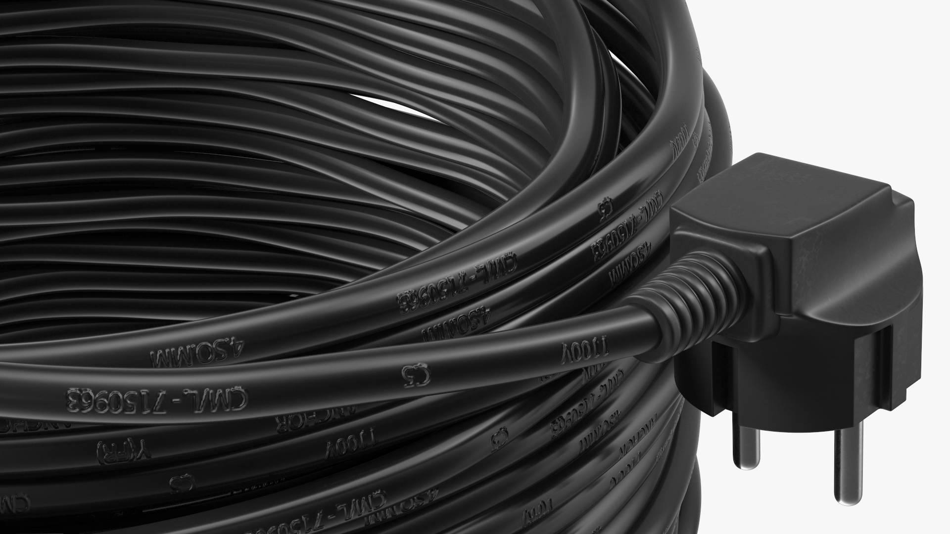 Electric Power Cable with CEE 7 AC Plug 3D model