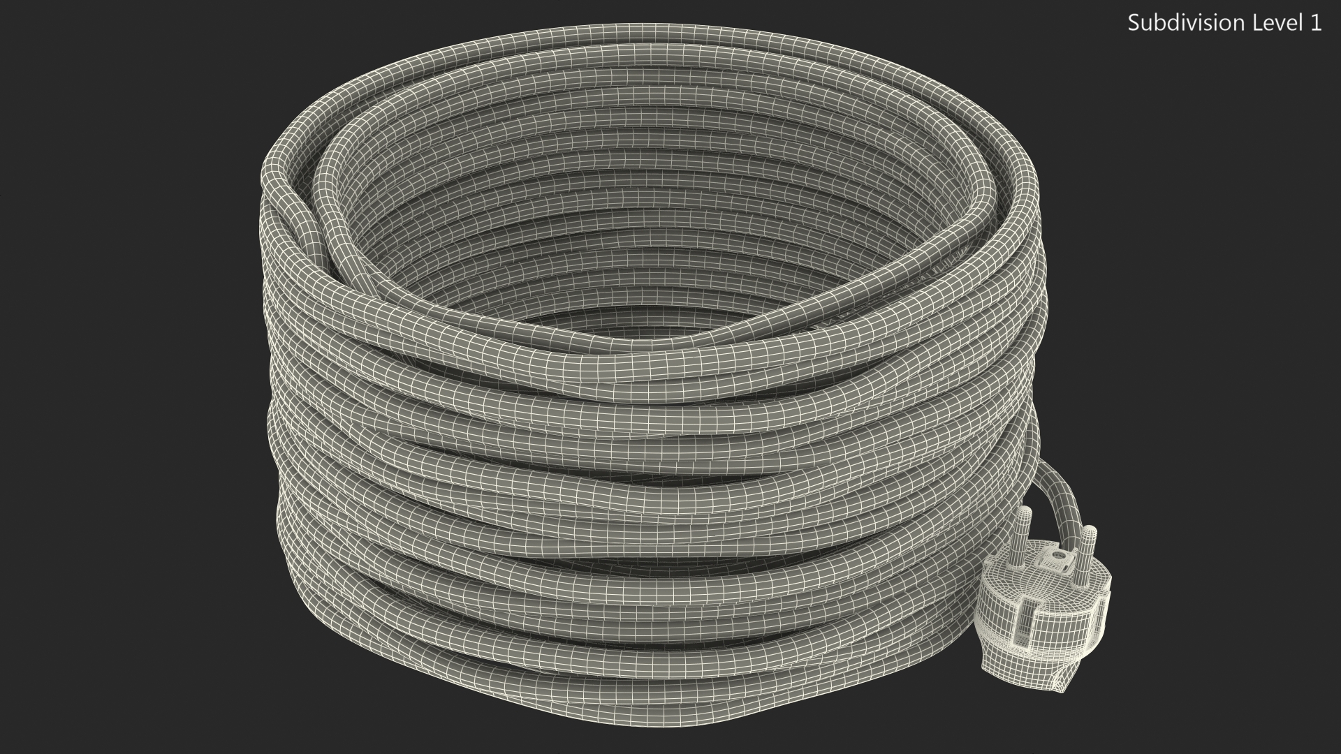 Electric Power Cable with CEE 7 AC Plug 3D model