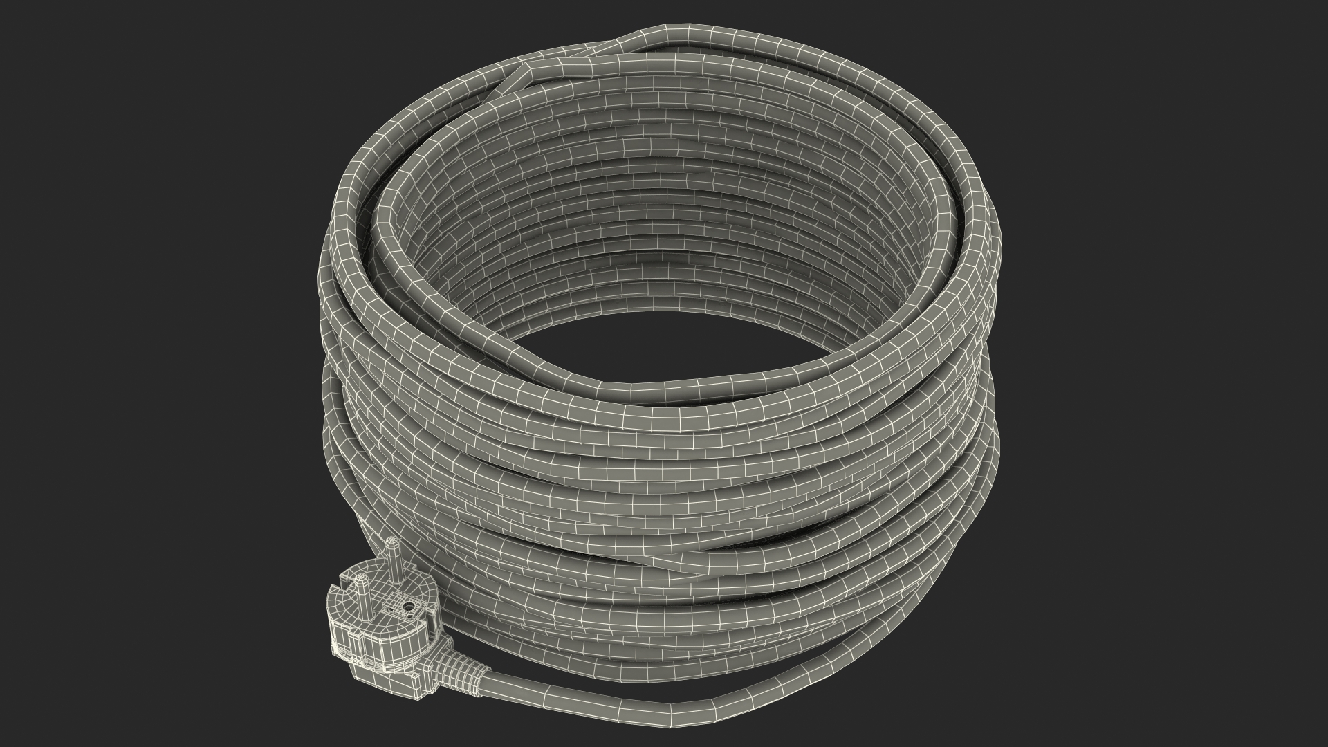 Electric Power Cable with CEE 7 AC Plug 3D model