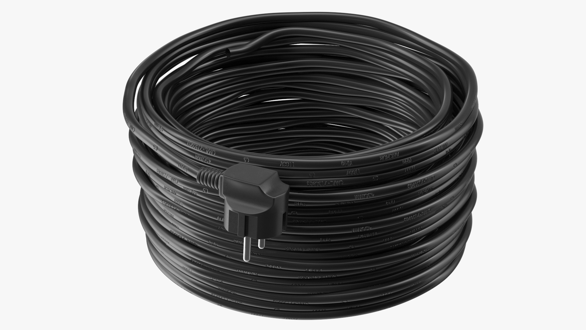Electric Power Cable with CEE 7 AC Plug 3D model