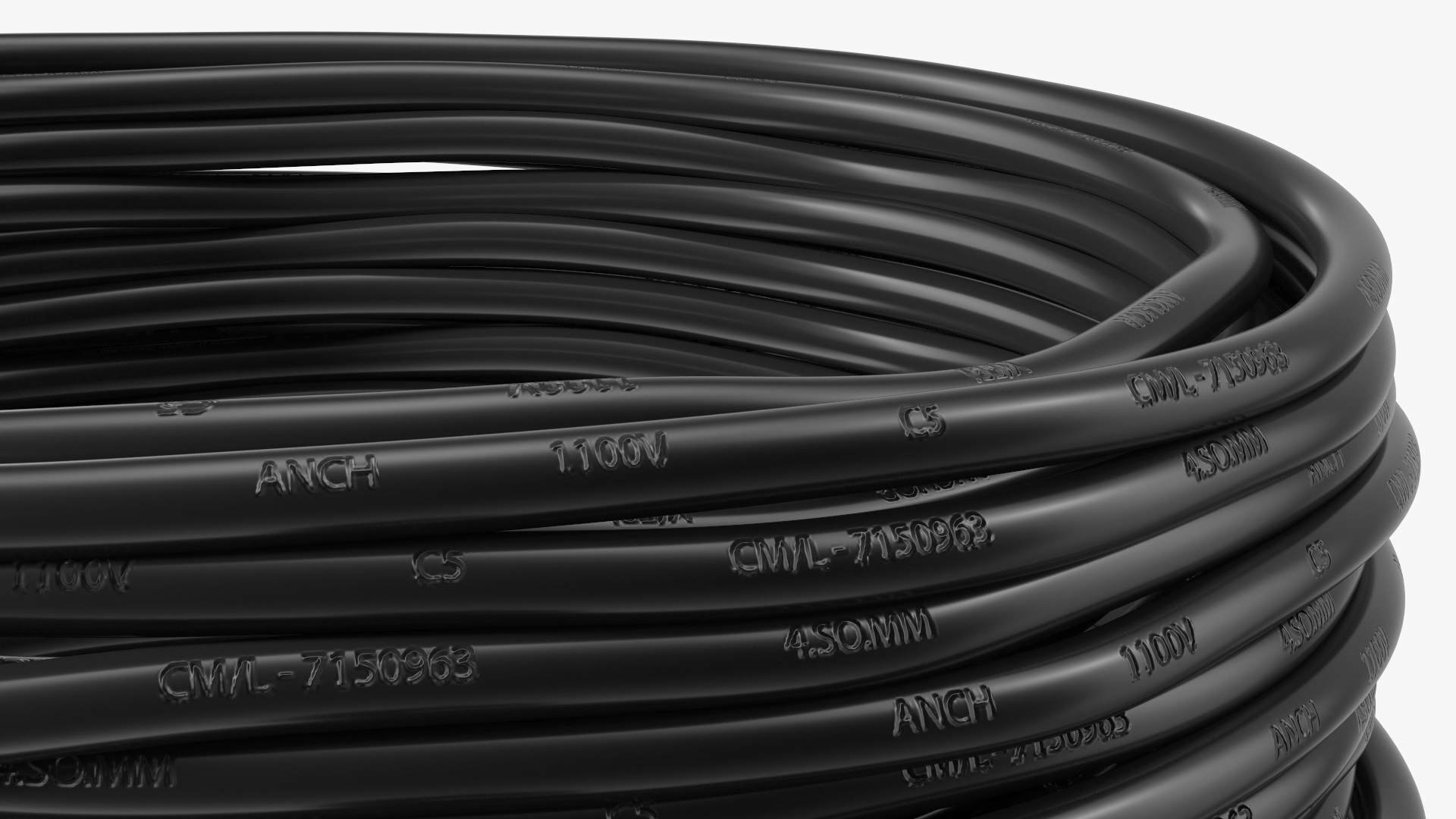 Electric Power Cable with CEE 7 AC Plug 3D model
