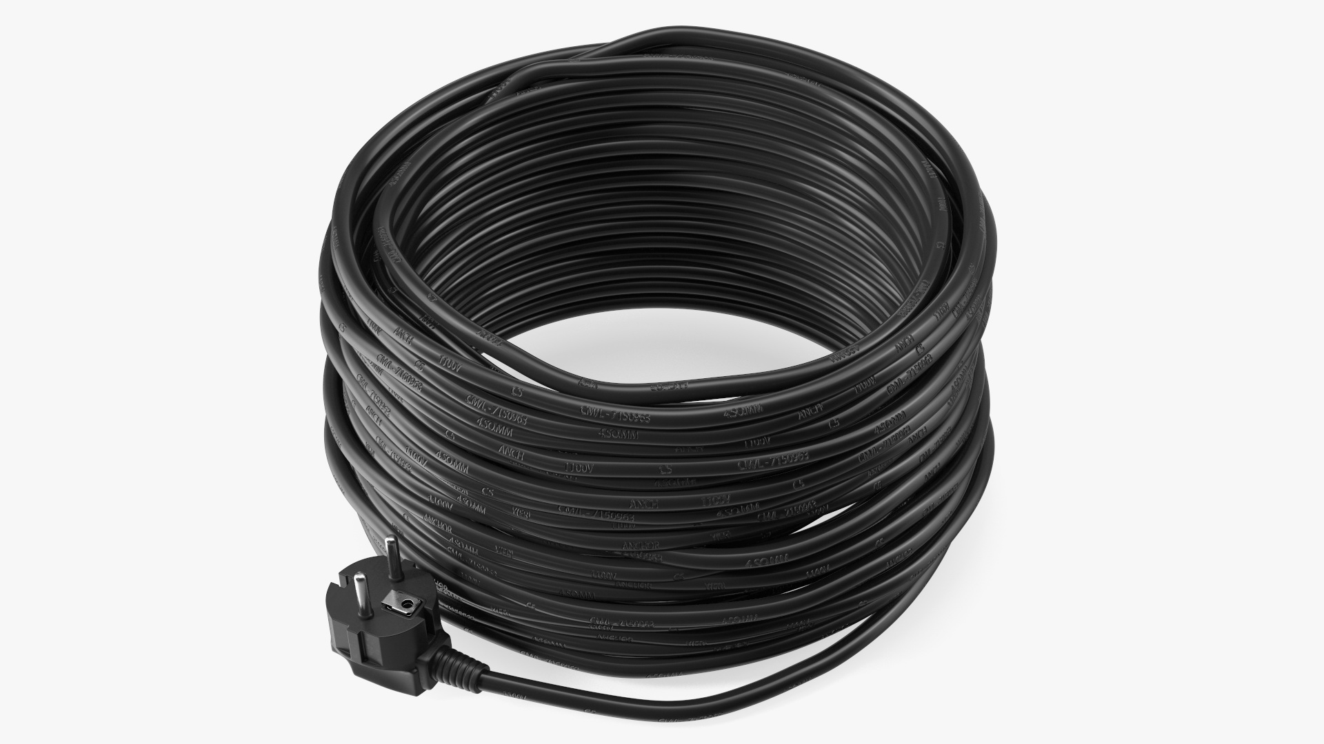 Electric Power Cable with CEE 7 AC Plug 3D model