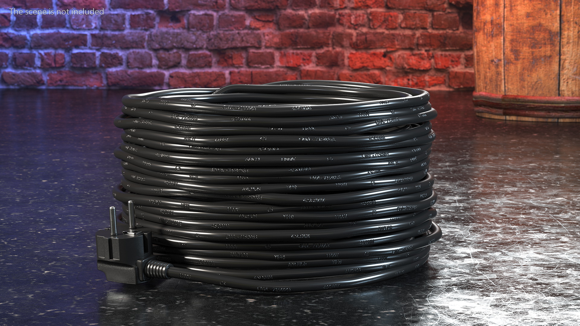 Electric Power Cable with CEE 7 AC Plug 3D model