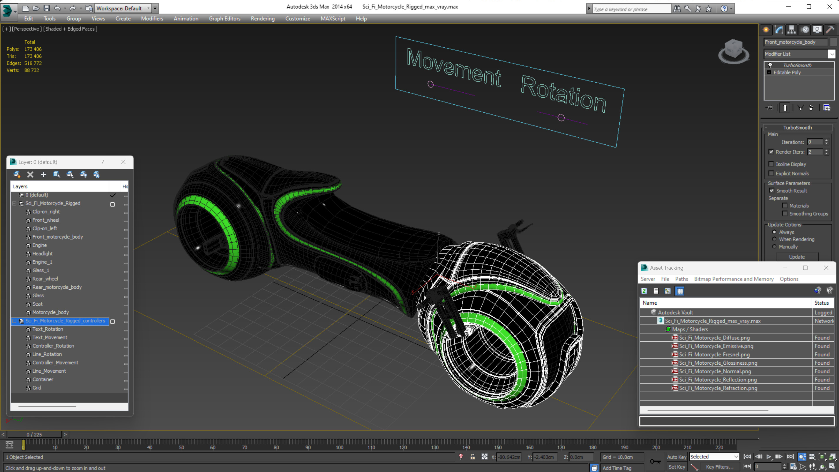 Sci Fi Motorcycle Rigged 3D model