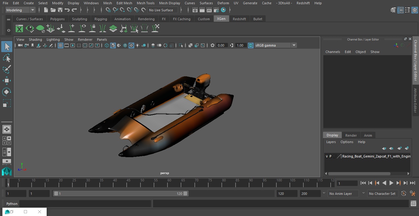 Racing Boat Gemini Zapcat F1 with Engine Orange 3D