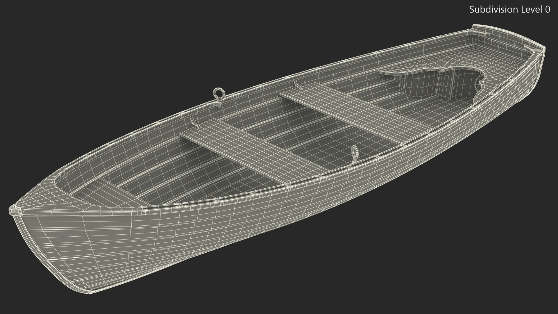 Wooden Rowboat 3D model