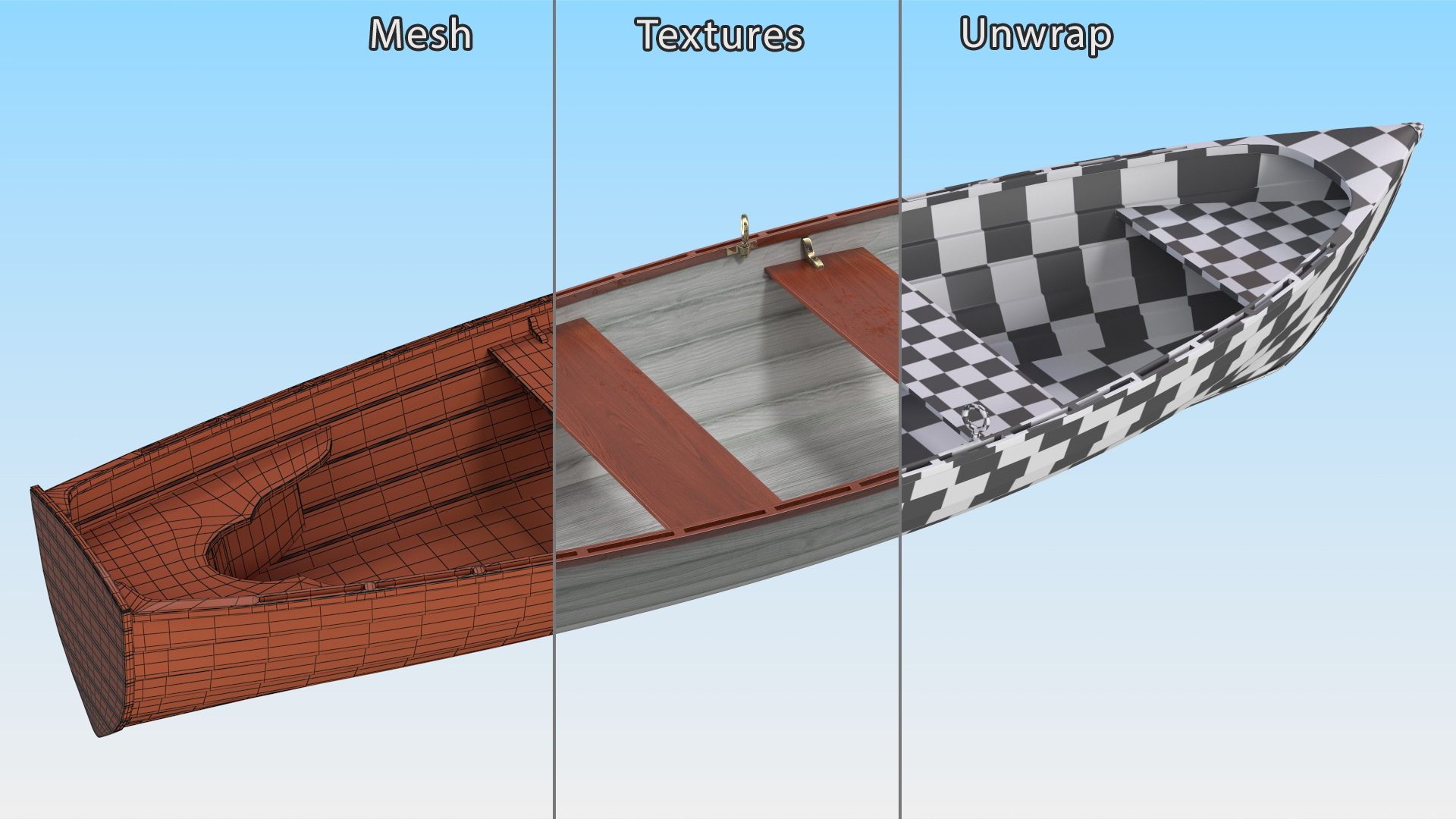 Wooden Rowboat 3D model