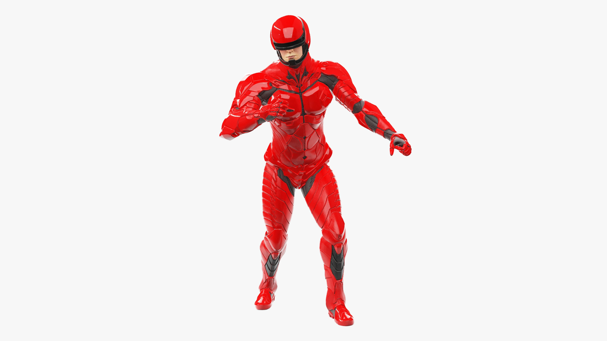 3D Futuristic Cyborg in Red Armor Rigged for Maya