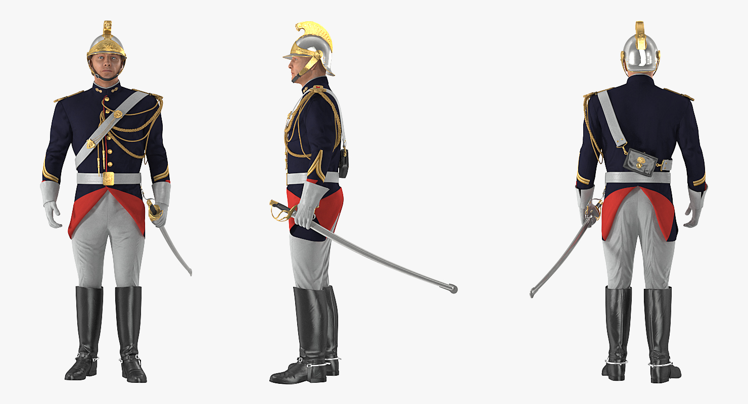 3D 1872 French Cuirassier Standing Pose