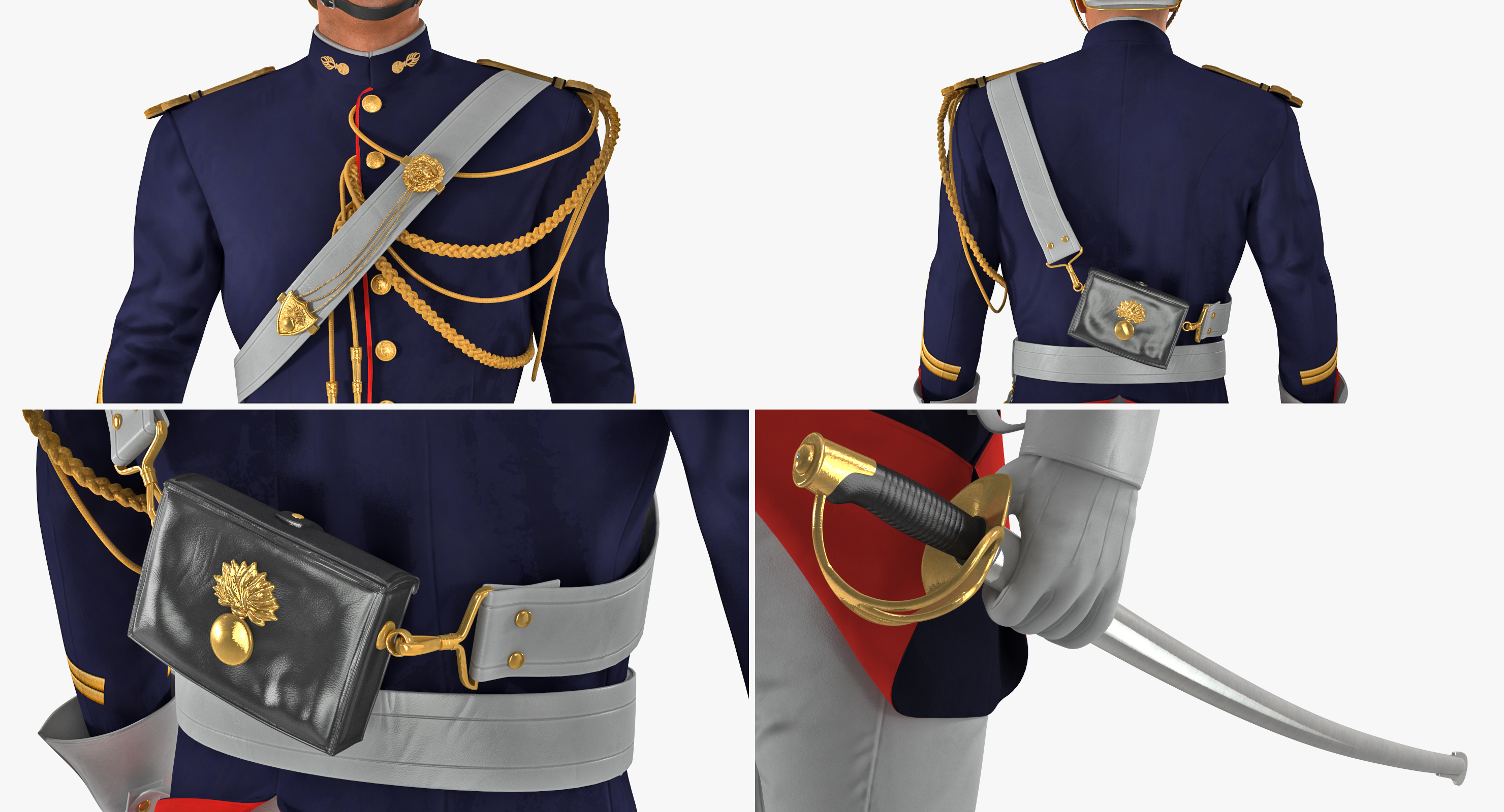 3D 1872 French Cuirassier Standing Pose