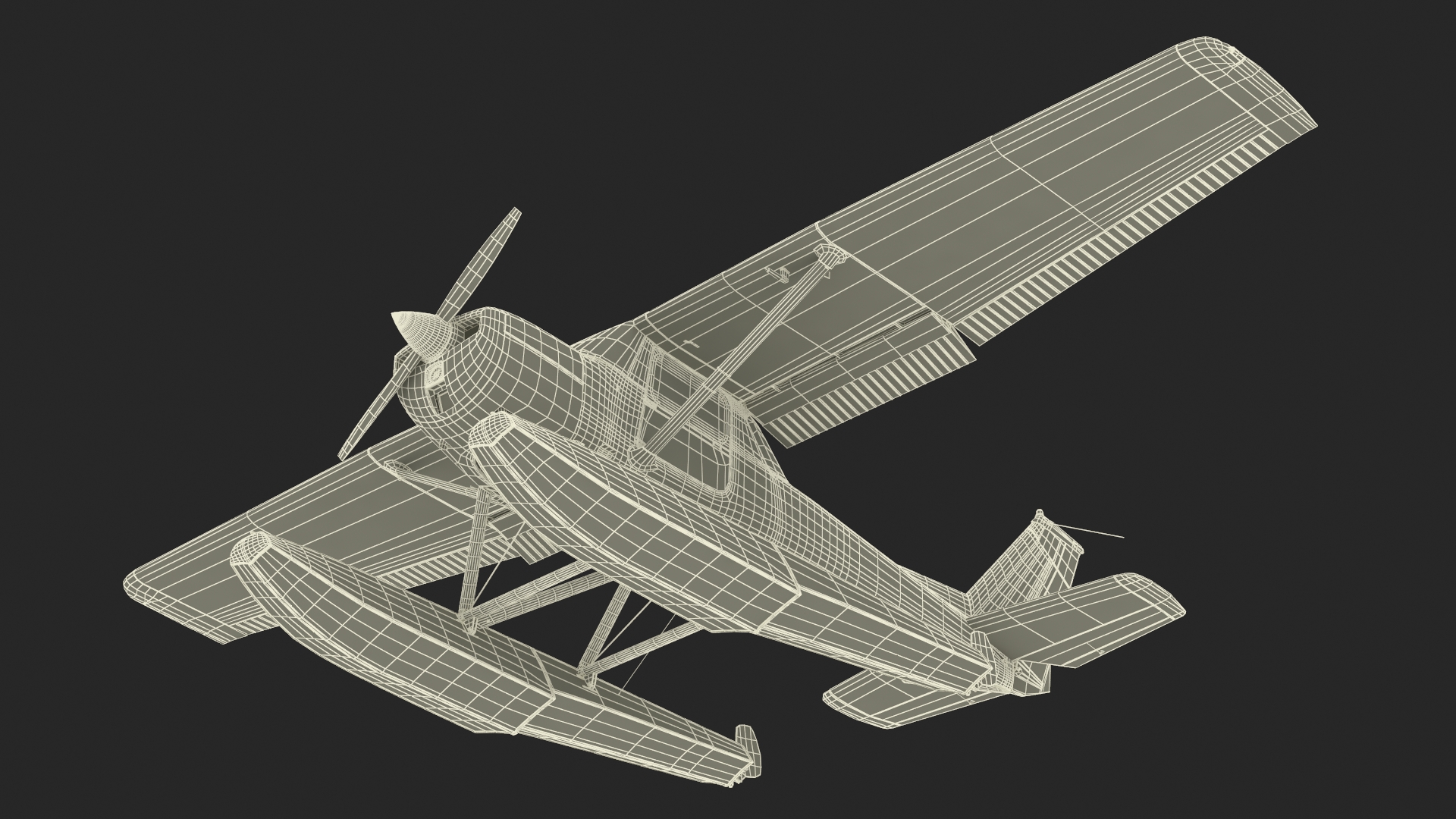 3D Seaplane with Floats Cessna 150 Rigged model