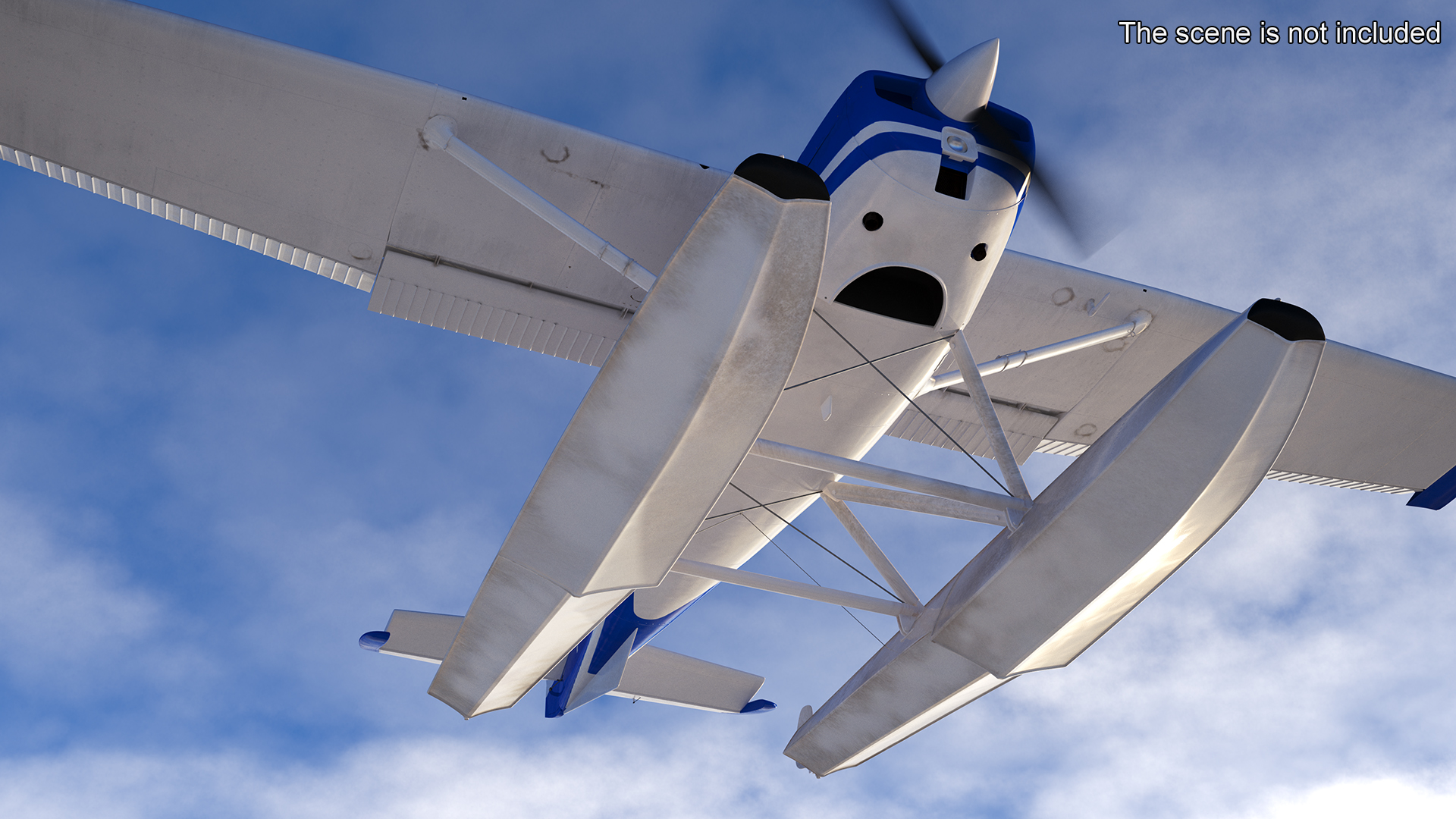 3D Seaplane with Floats Cessna 150 Rigged model