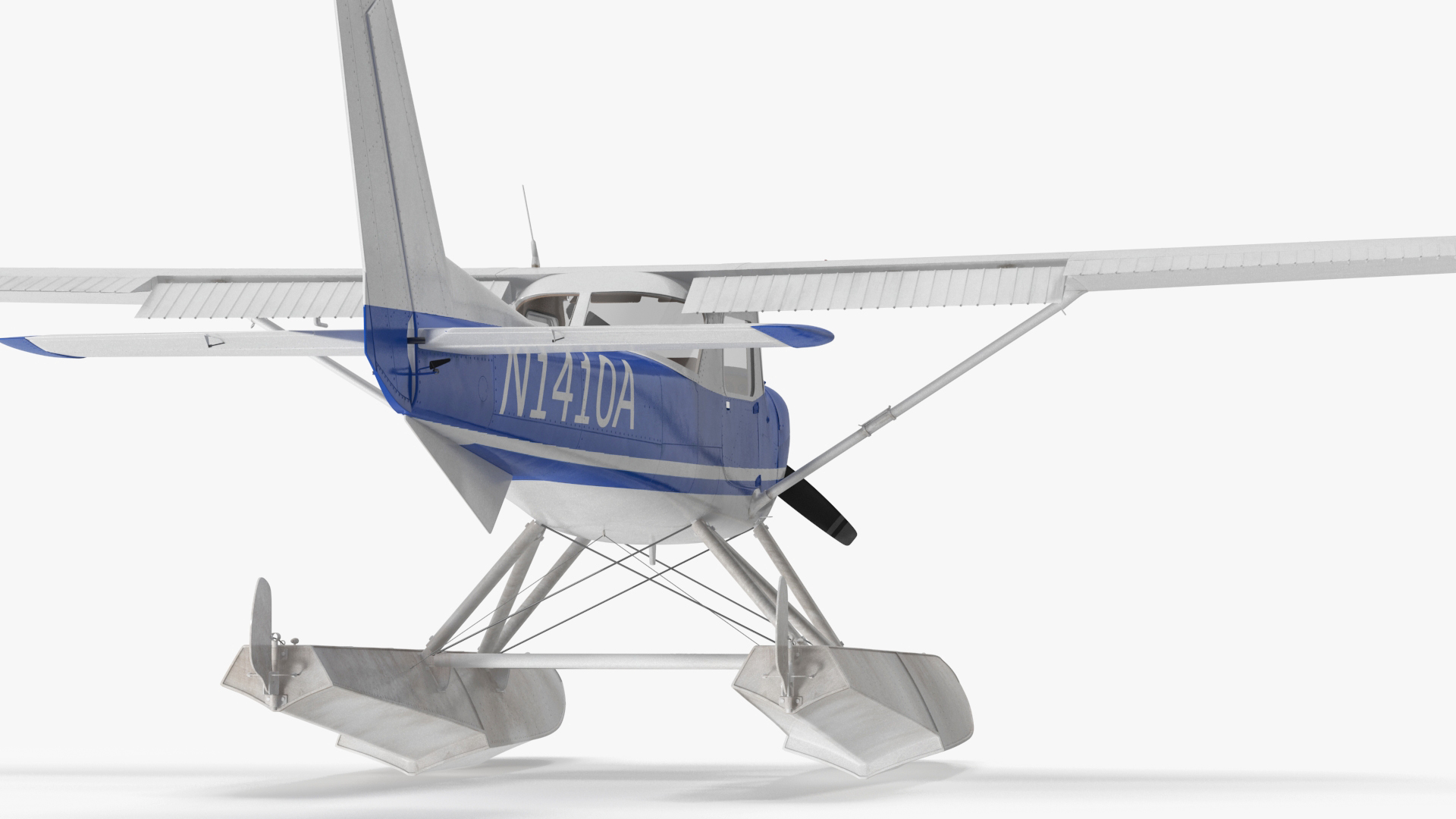 3D Seaplane with Floats Cessna 150 Rigged model