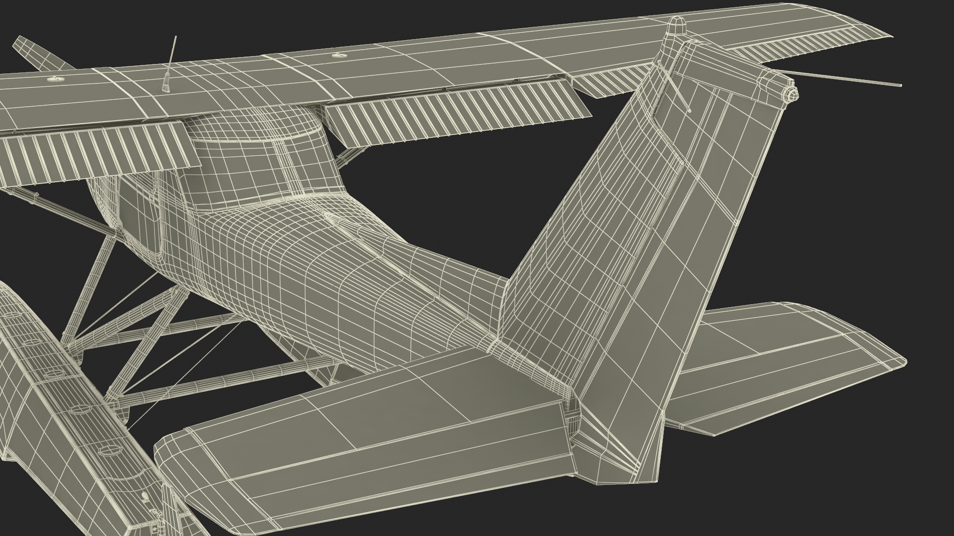 3D Seaplane with Floats Cessna 150 Rigged model