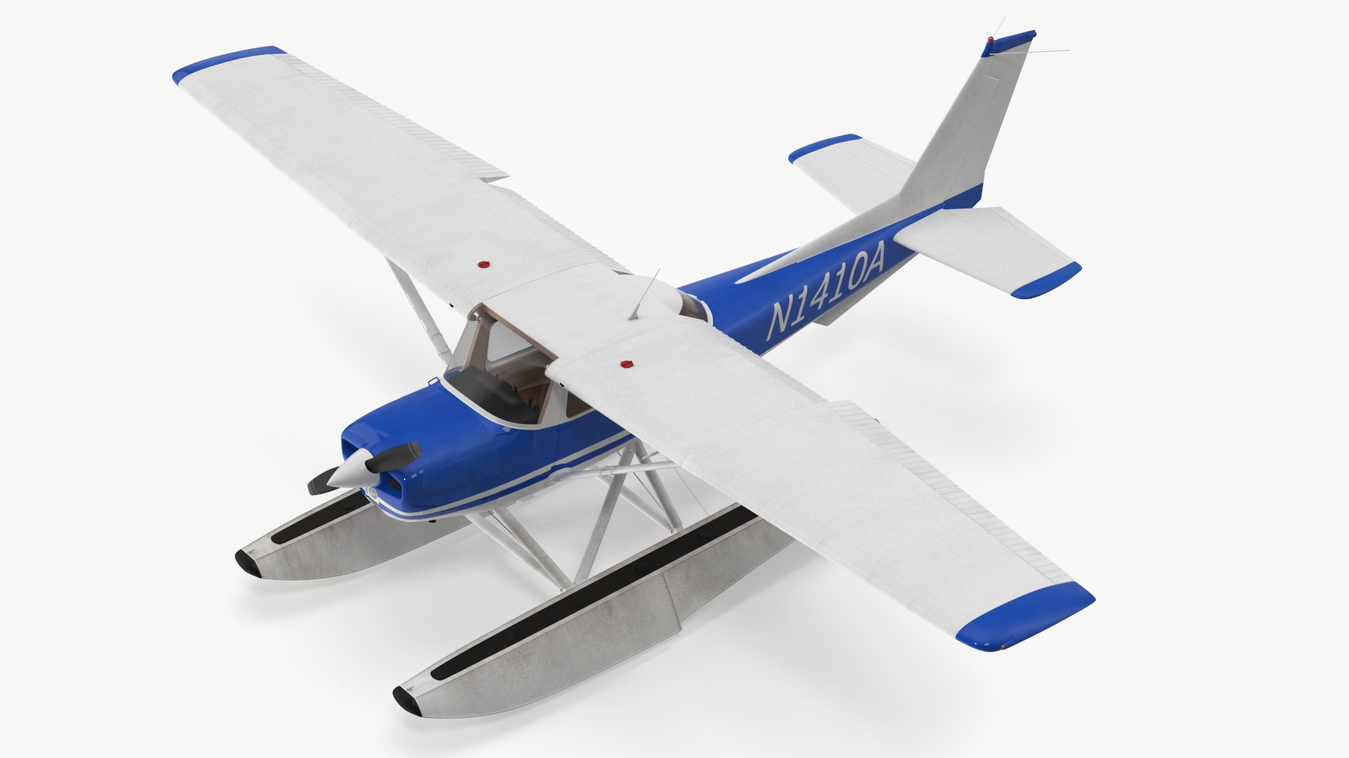3D Seaplane with Floats Cessna 150 Rigged model