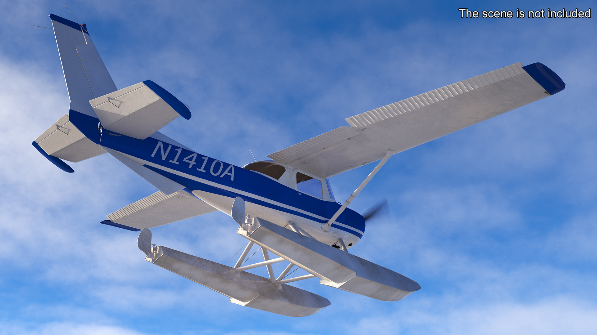 3D Seaplane with Floats Cessna 150 Rigged model