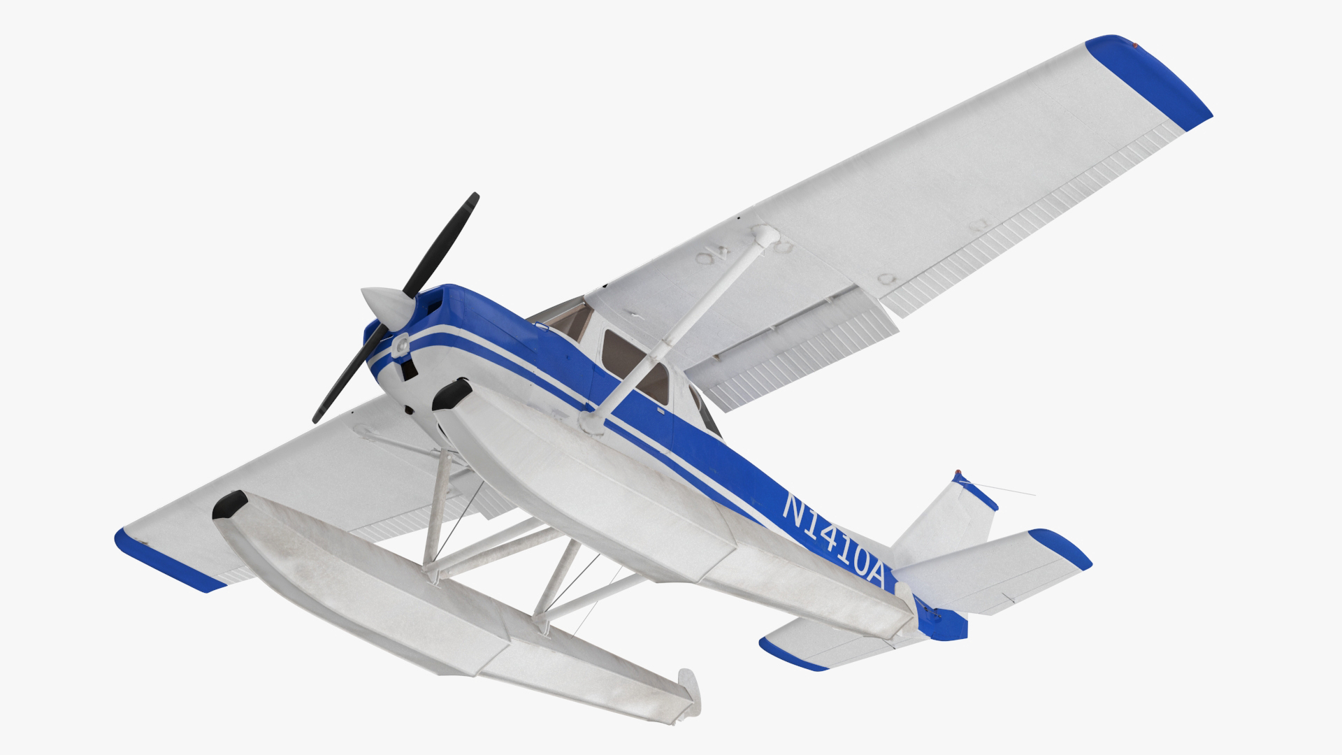 3D Seaplane with Floats Cessna 150 Rigged model