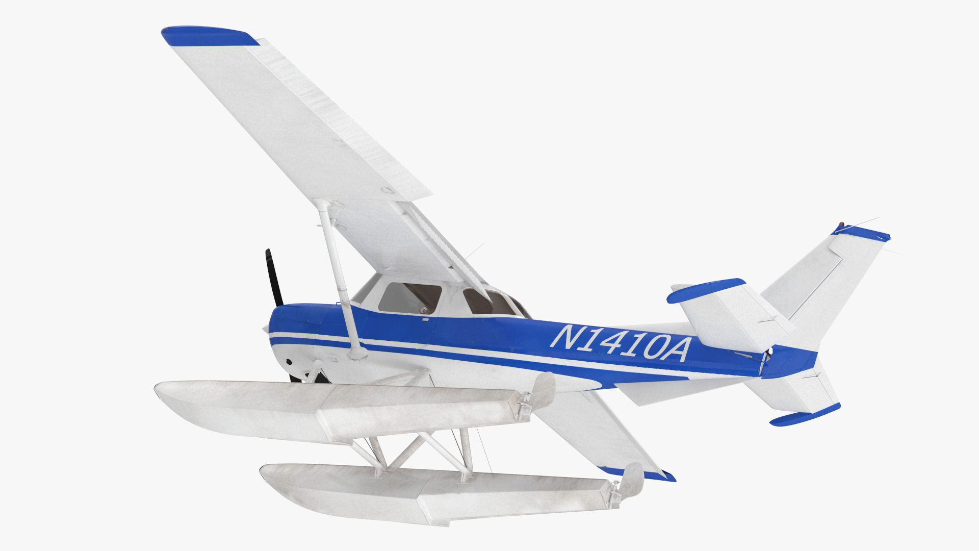 3D Seaplane with Floats Cessna 150 Rigged model