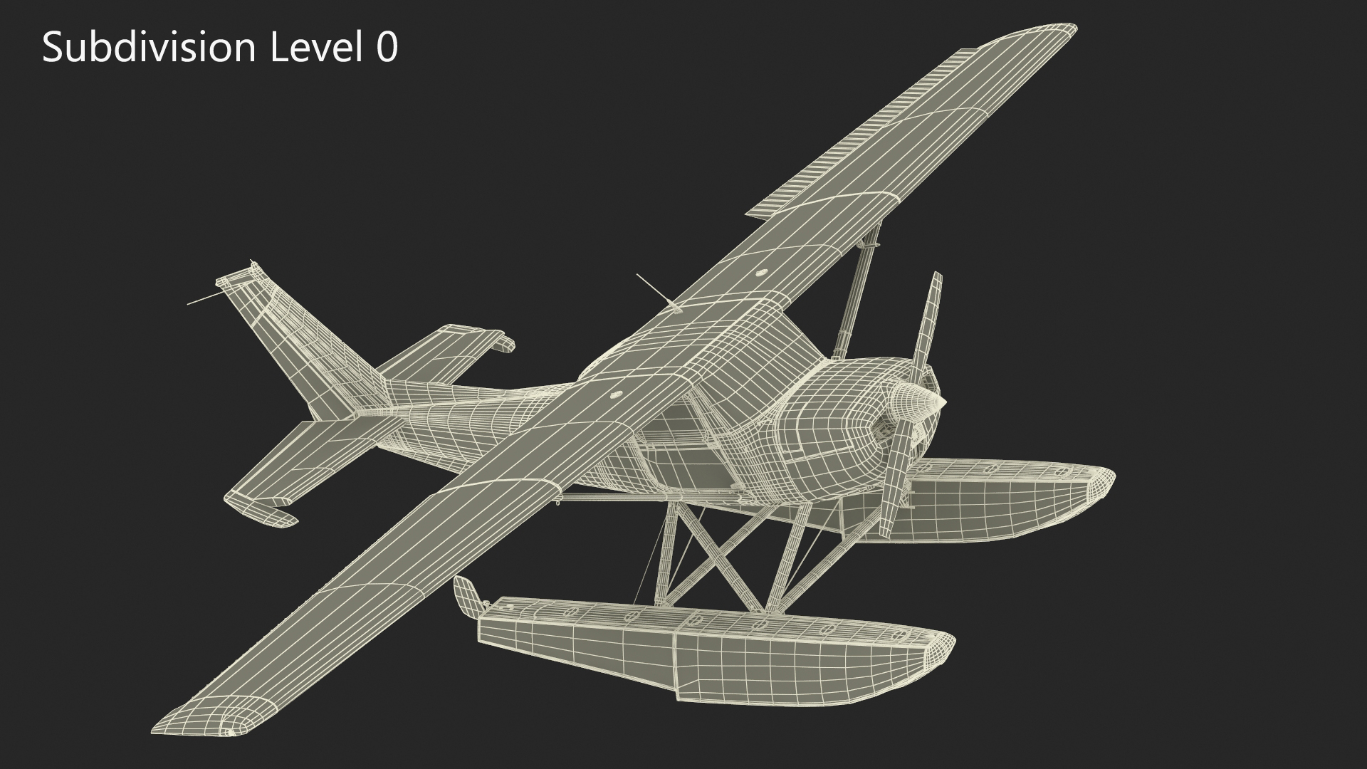 3D Seaplane with Floats Cessna 150 Rigged model