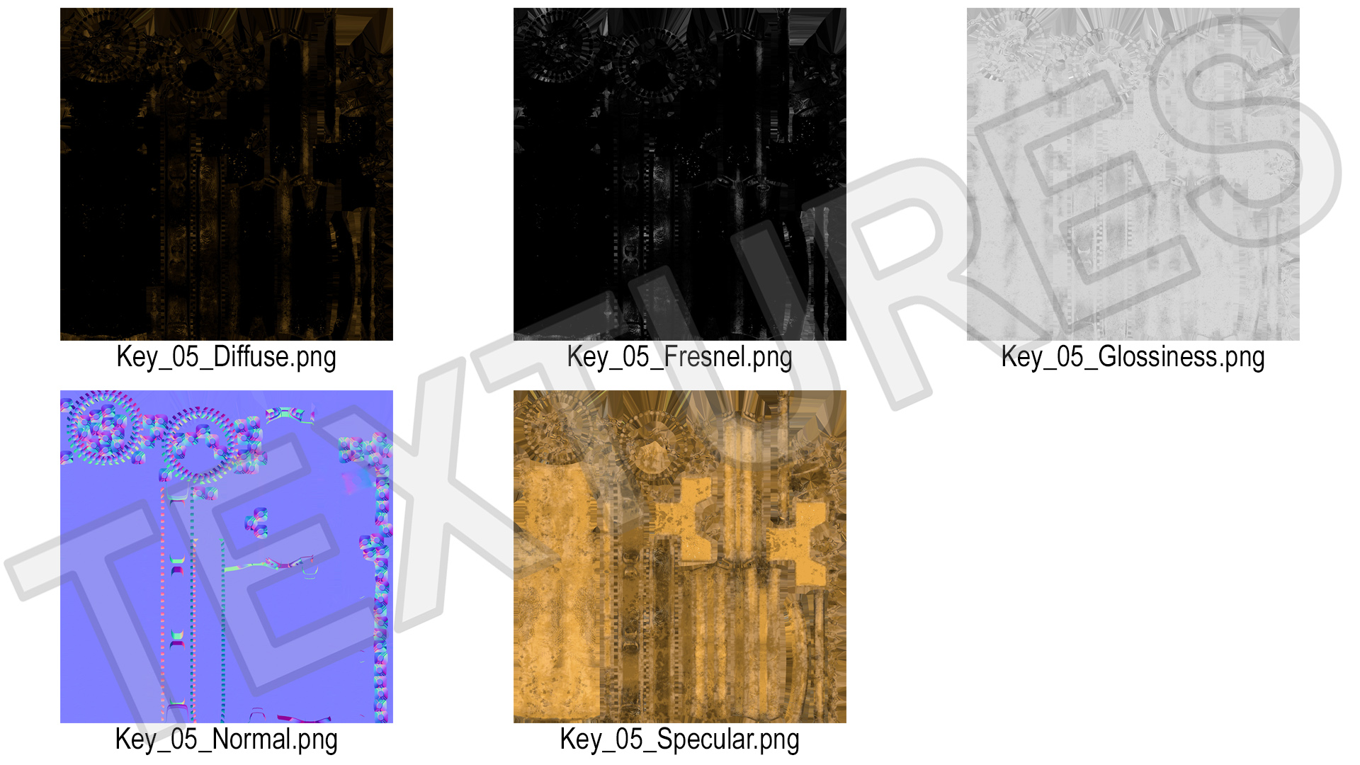 Traditional Skeleton Key Gold 3D model