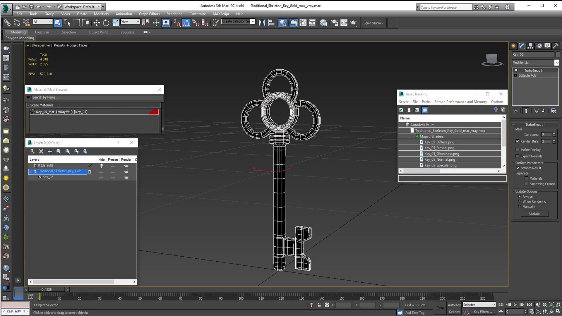 Traditional Skeleton Key Gold 3D model