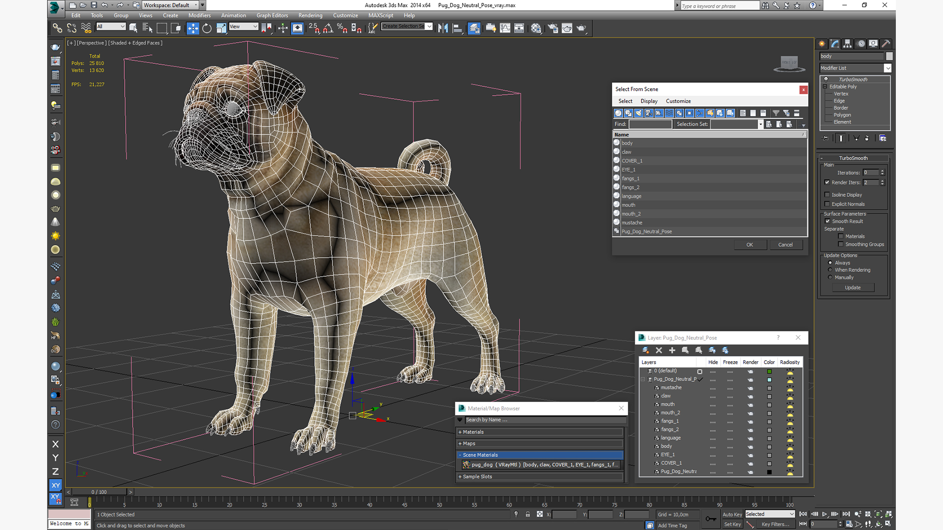 3D model Pug Dog Neutral Pose