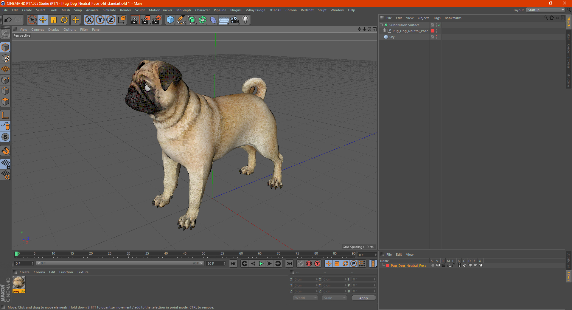 3D model Pug Dog Neutral Pose