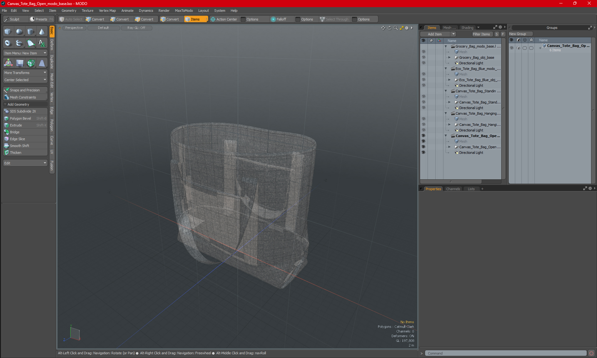 3D model Canvas Tote Bag Open