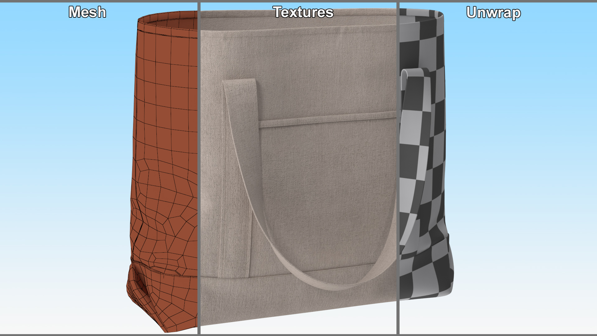 3D model Canvas Tote Bag Open