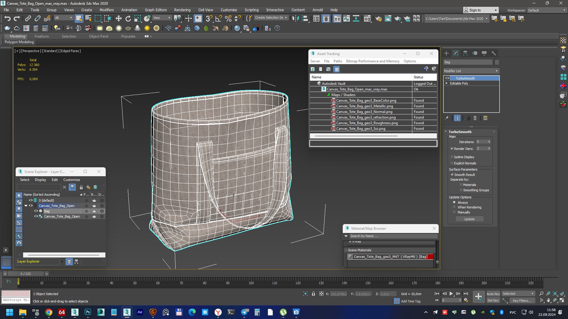 3D model Canvas Tote Bag Open