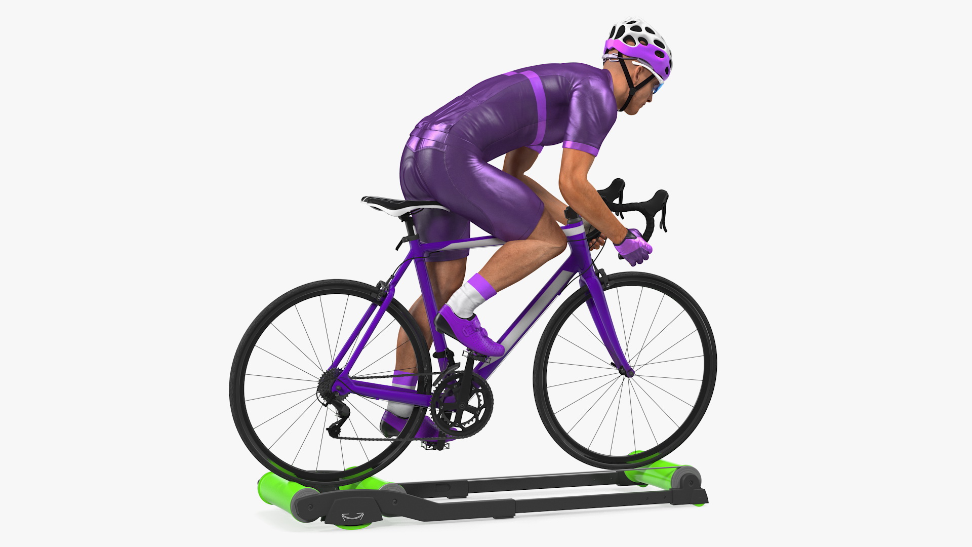 3D model Bicyclist Riding Roller Trainer Platform