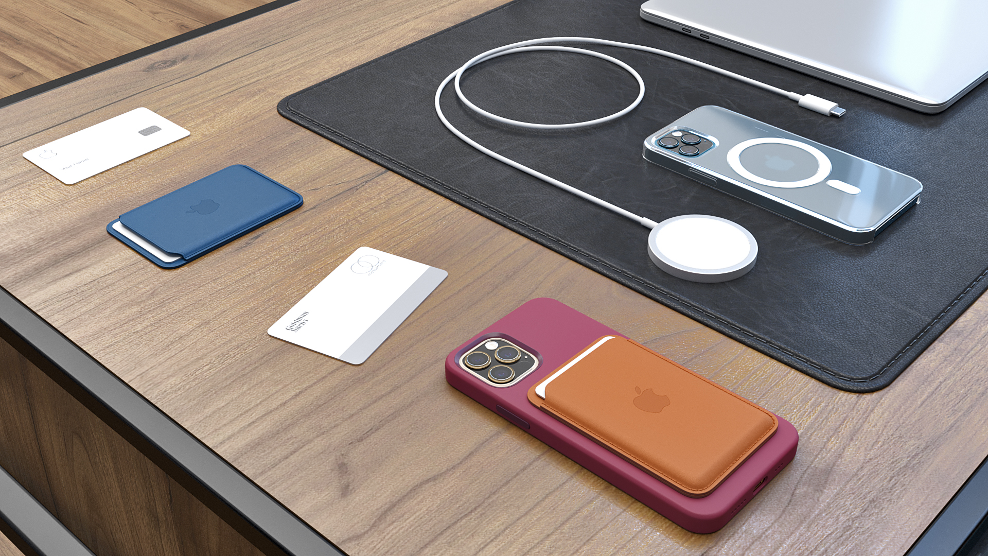 iPhone Leather Wallet with MagSafe Saddle Brown 3D