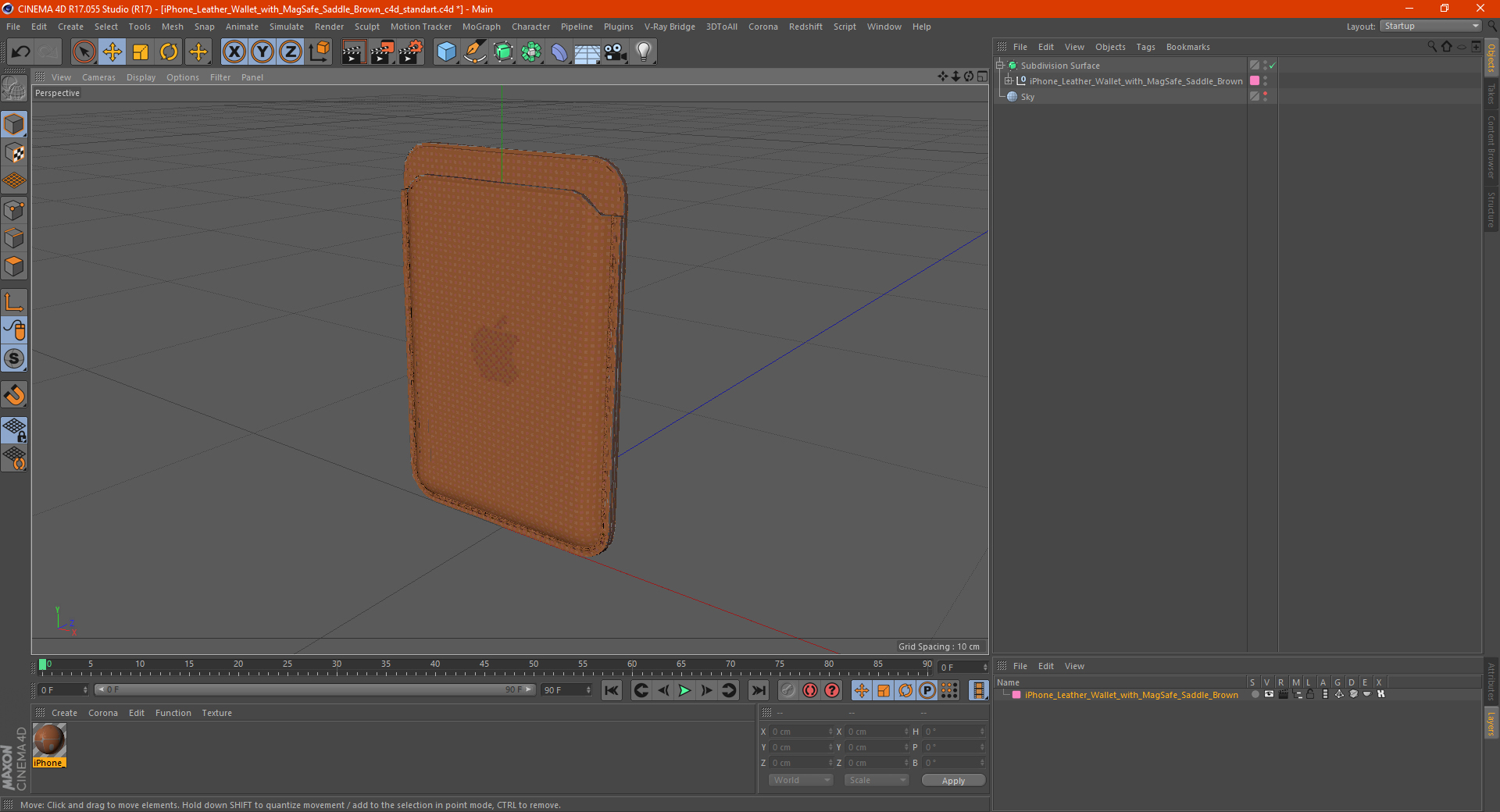 iPhone Leather Wallet with MagSafe Saddle Brown 3D