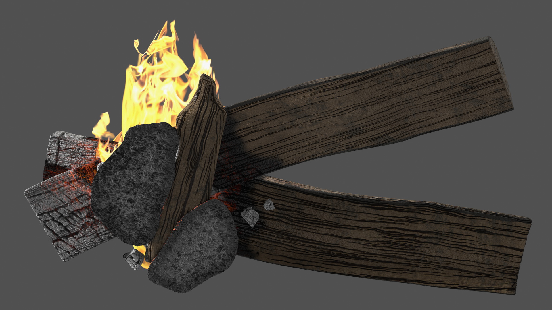 Burning Wooden Logs 3D model