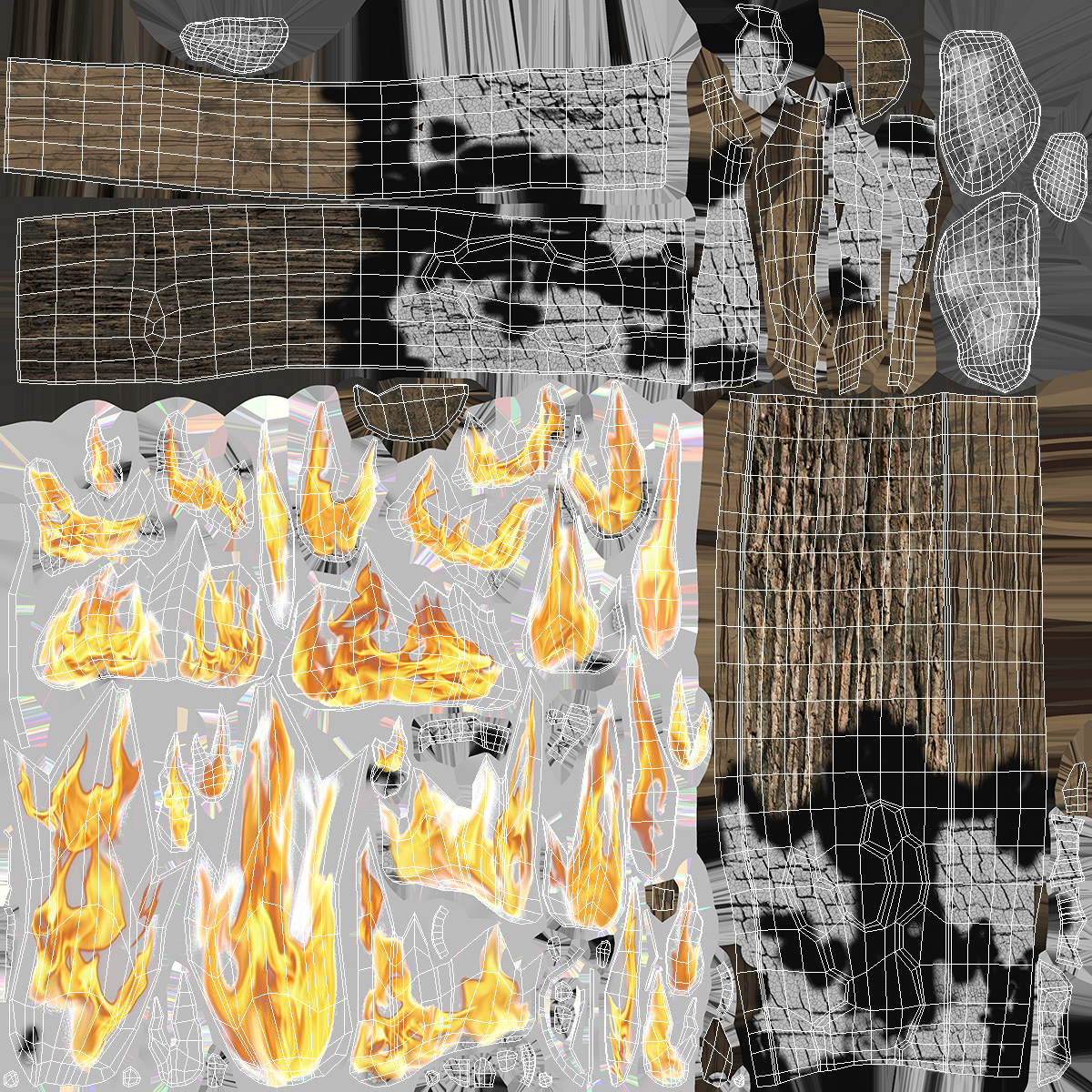 Burning Wooden Logs 3D model