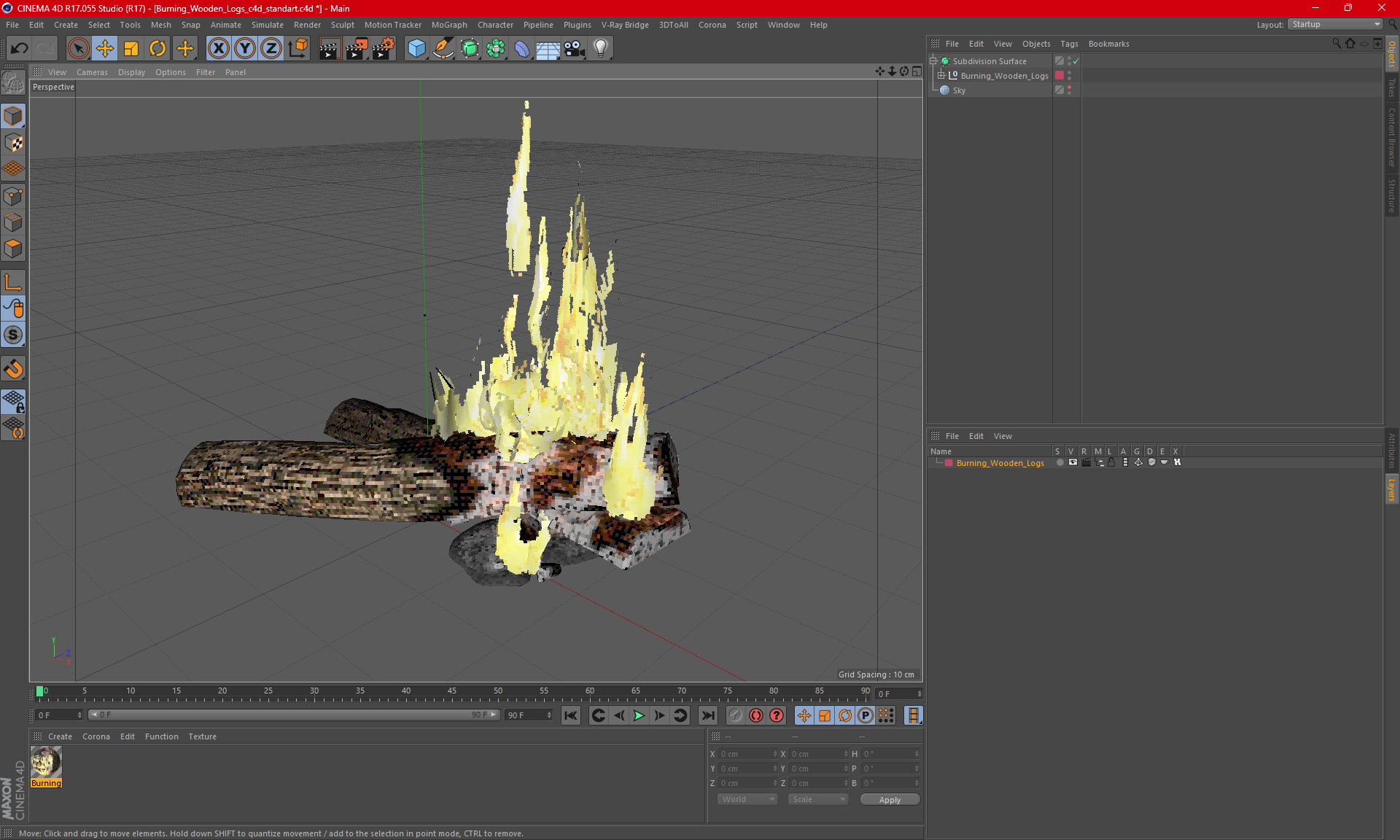 Burning Wooden Logs 3D model