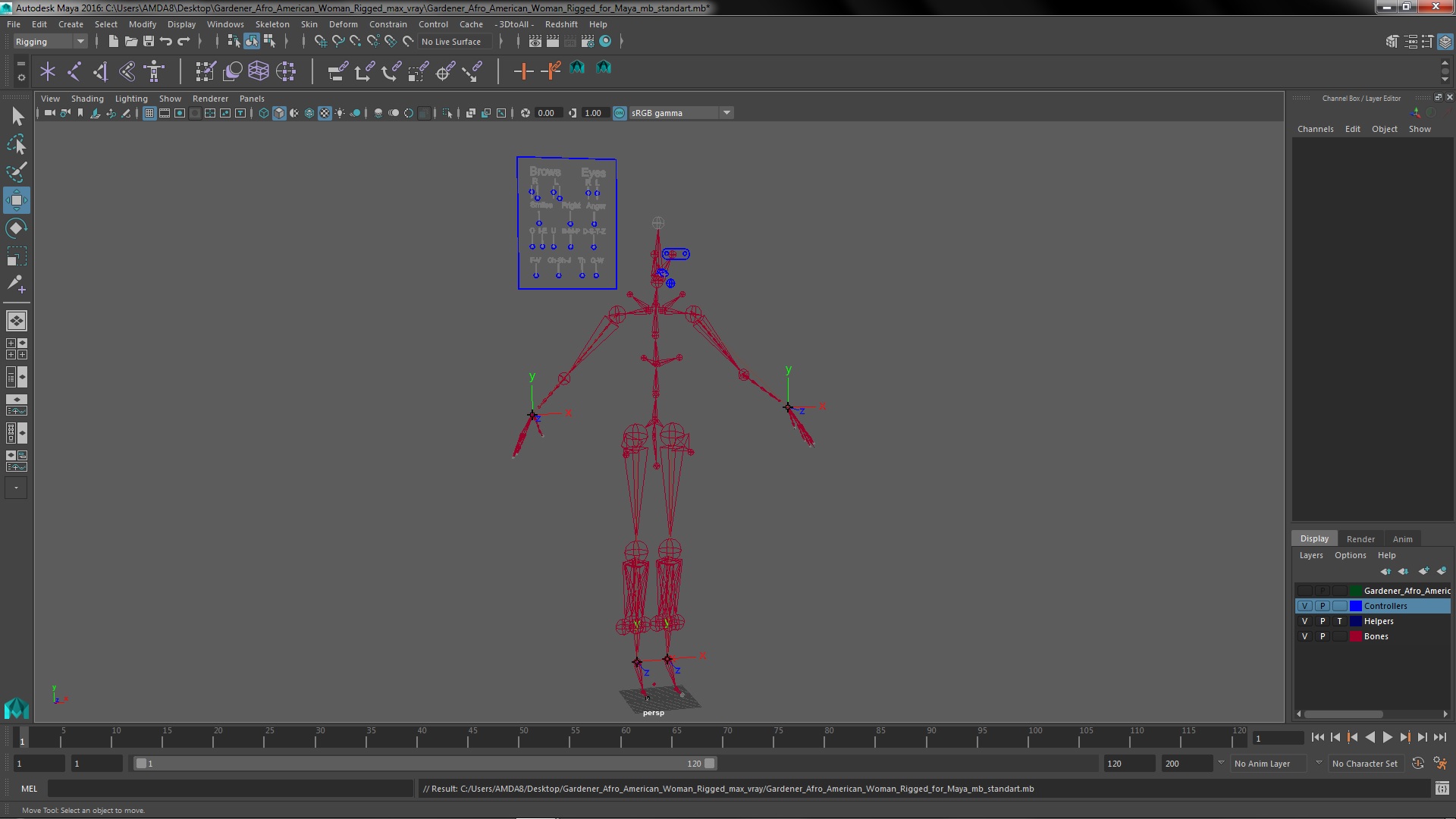 Gardener Afro American Woman Rigged for Maya 3D model
